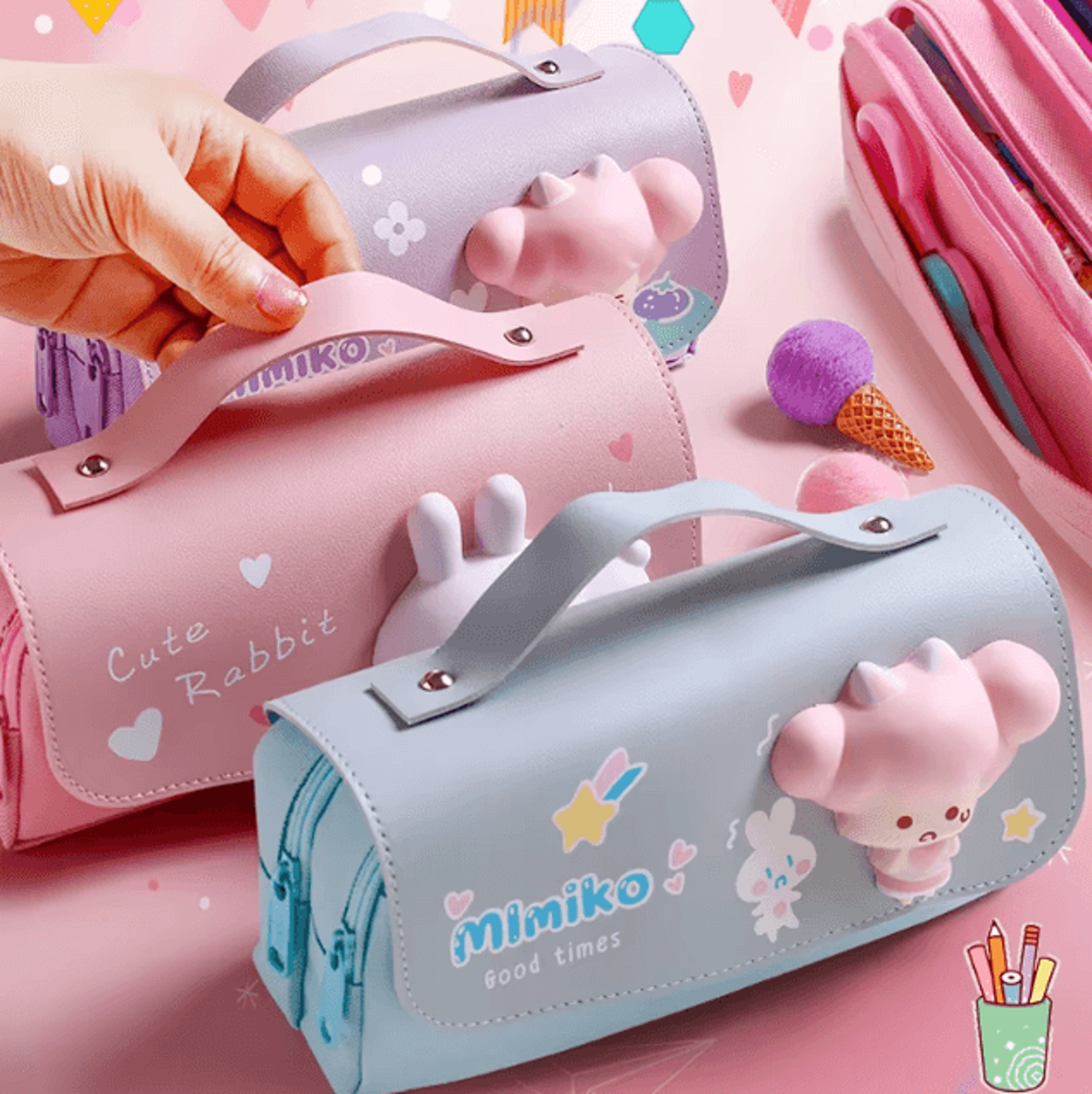 3D Kawaii Pencil Case Cute Waterproof Decompression Pen Pouch Organizer For School Supplies 1