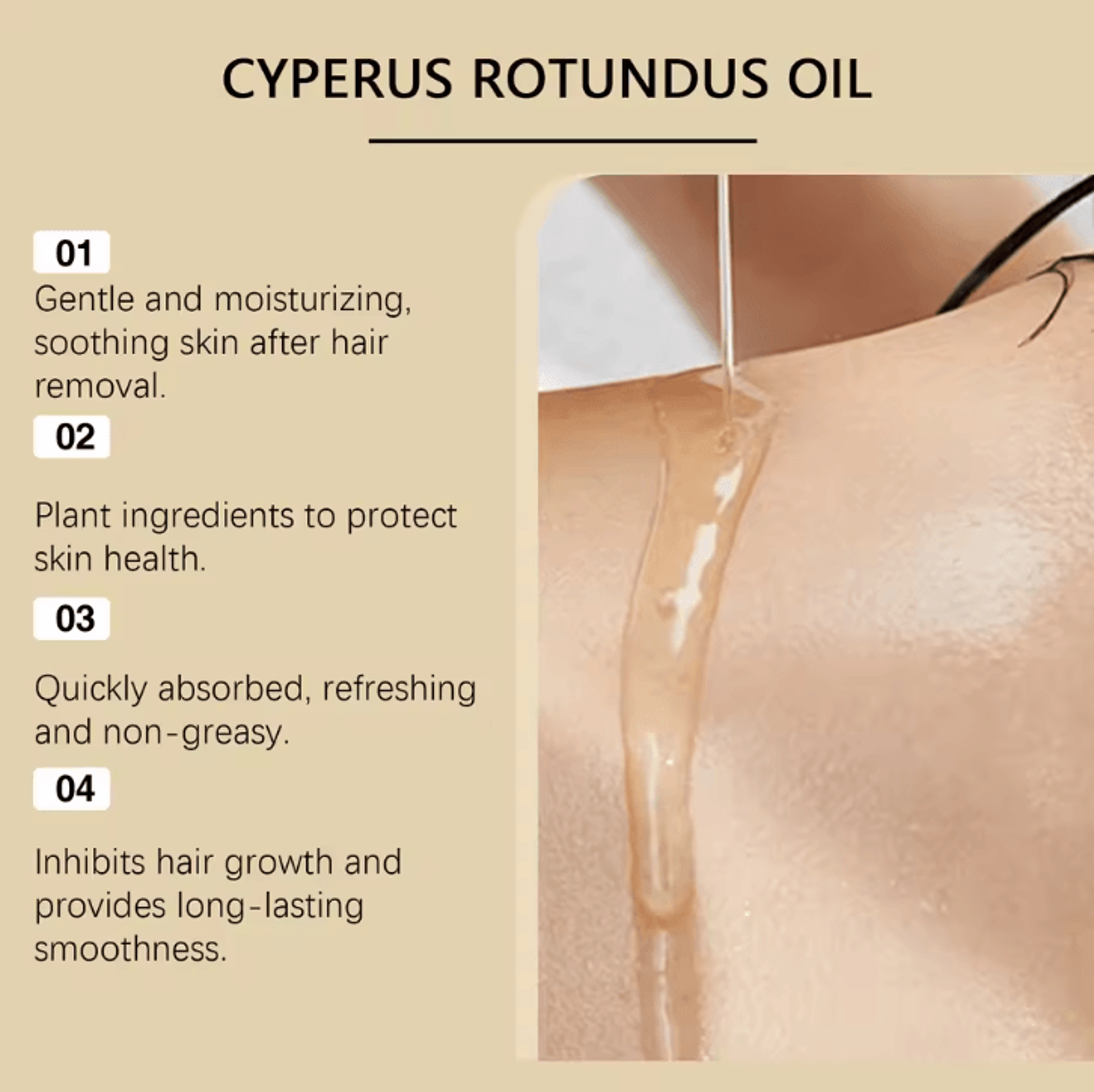 Pure Cyperus Rotundus Hair Inhibitor Oil For Smooth Skin  Reduced Body Hair 1