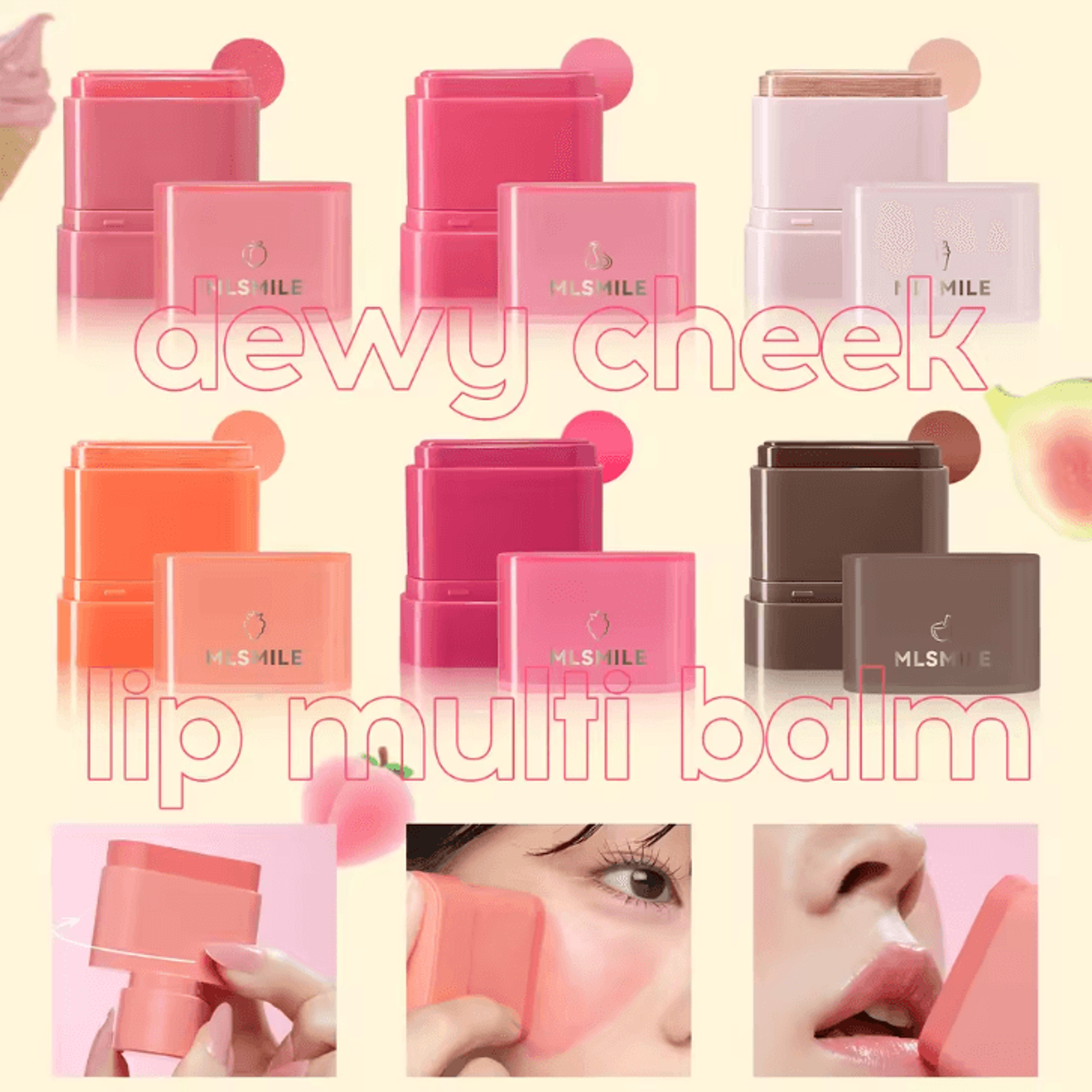 2in1 Fruit Blush  Lipstick Stick  MultiUse Lip And Cheek Makeup Color 2