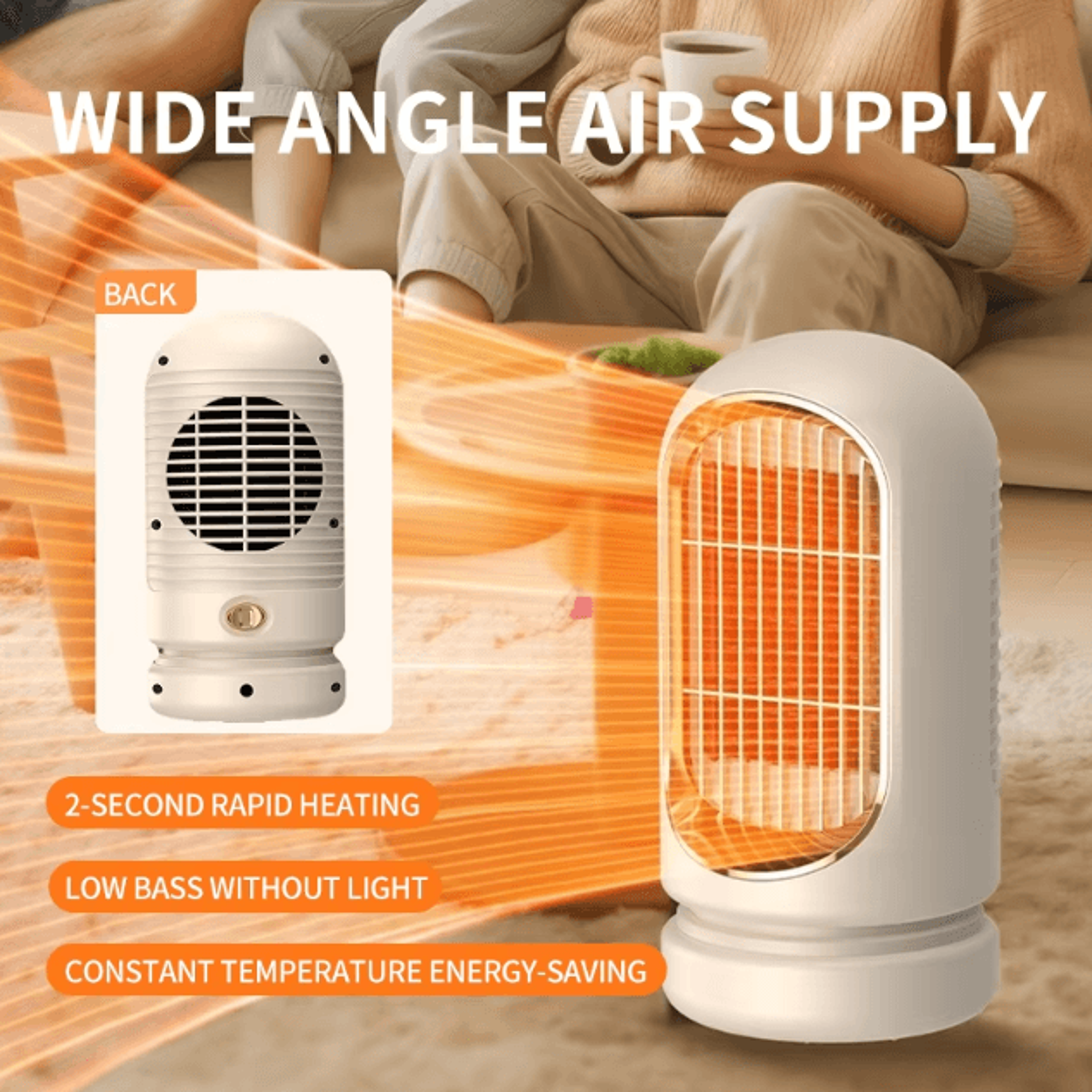 Compact PTC Ceramic Electric Heater  Portable Fast Heating Desktop Space Heater With Safety Protect 1