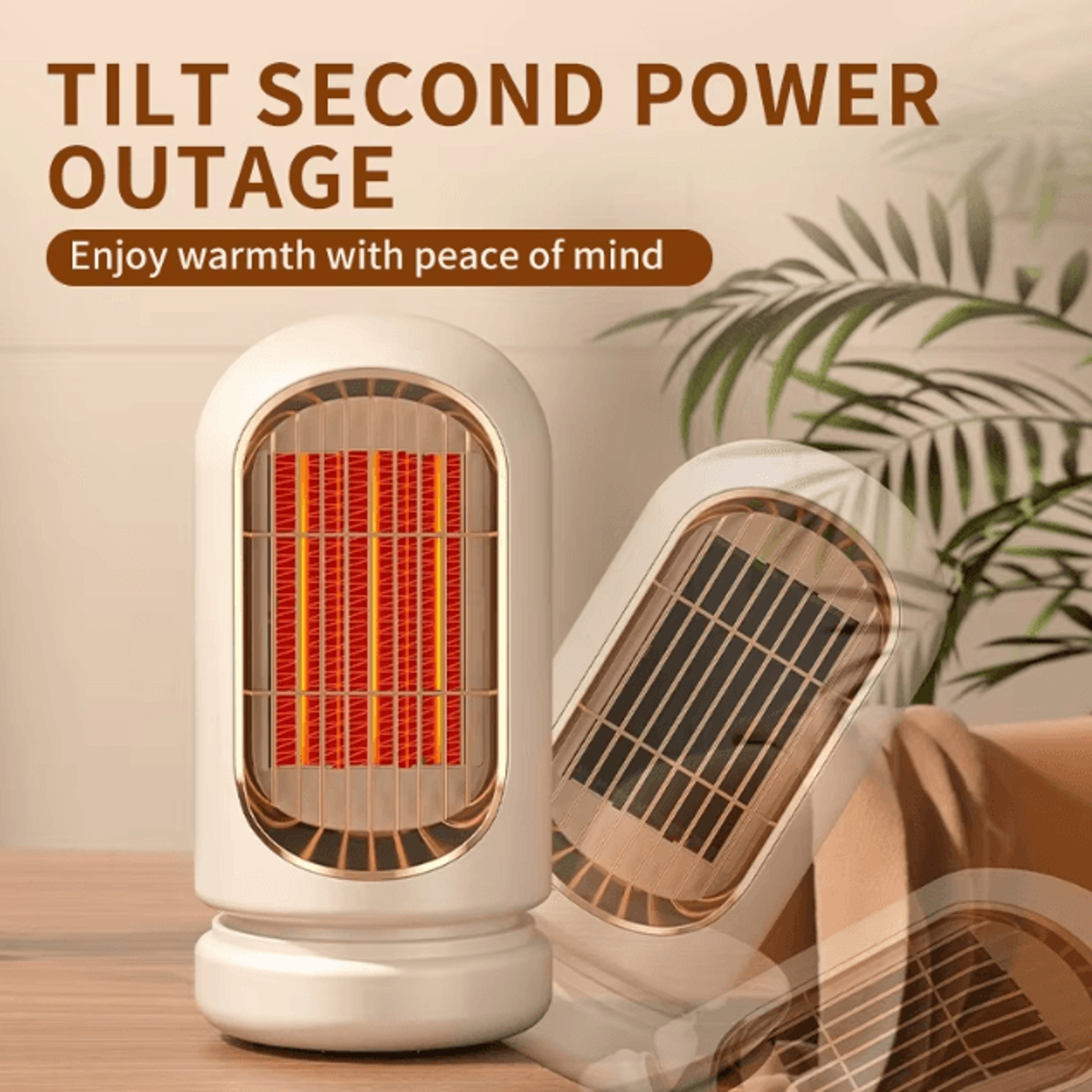 Compact PTC Ceramic Electric Heater  Portable Fast Heating Desktop Space Heater With Safety Protect 3