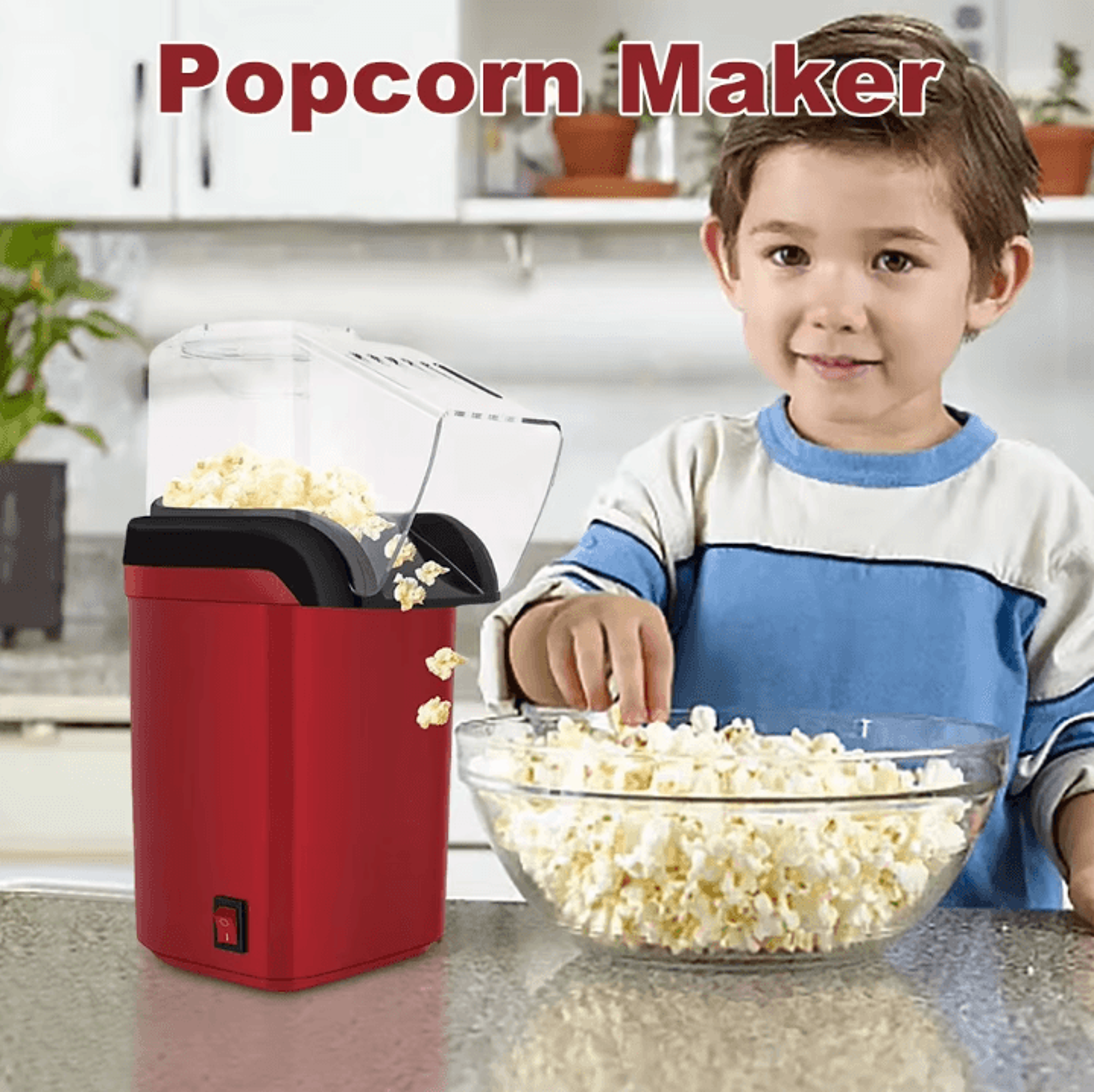 HOMEFISH Mini Electric Popcorn Machine  Hot Air OilFree Popcorn Maker For Home Kitchen 1