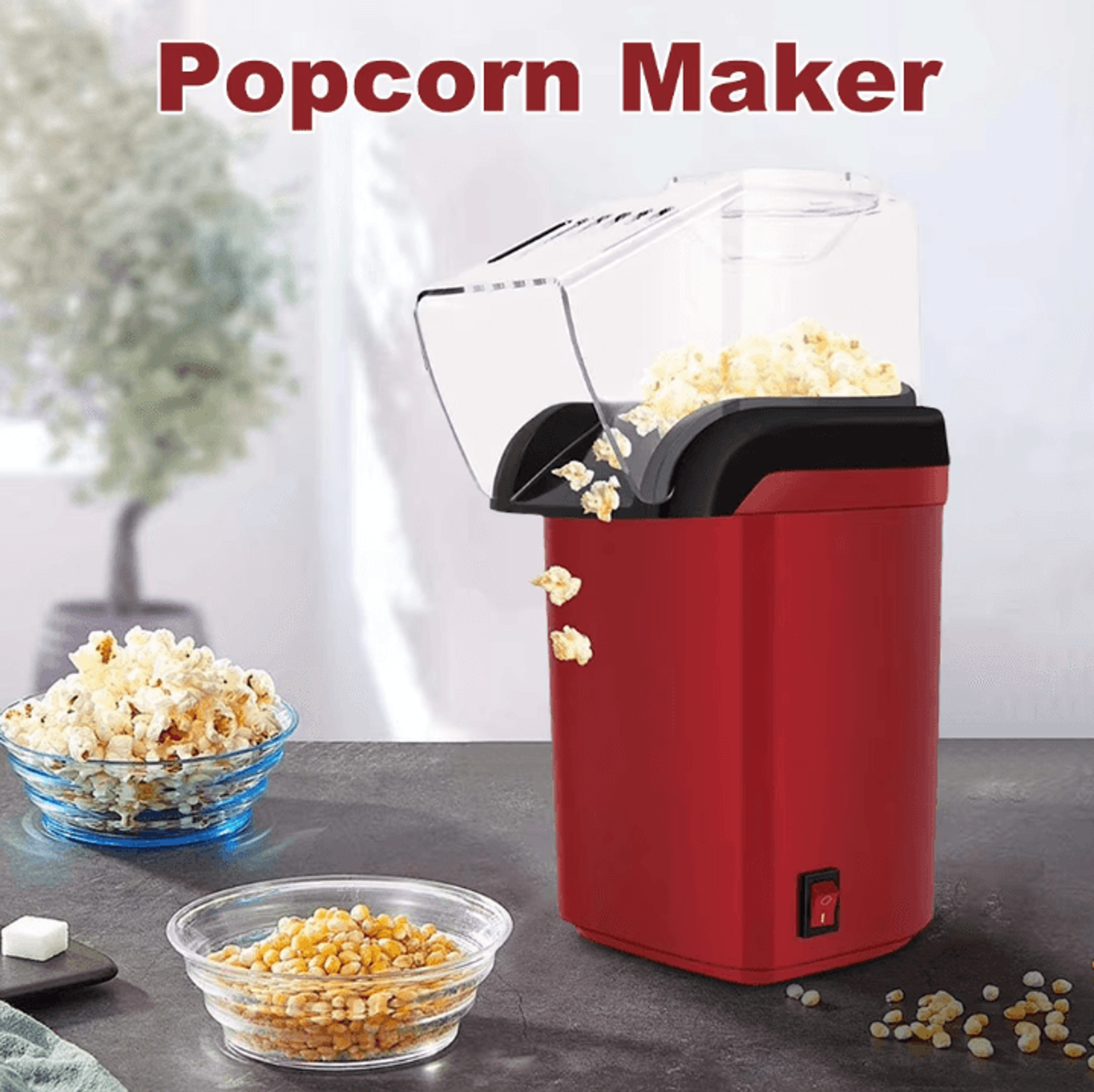 HOMEFISH Mini Electric Popcorn Machine  Hot Air OilFree Popcorn Maker For Home Kitchen 2