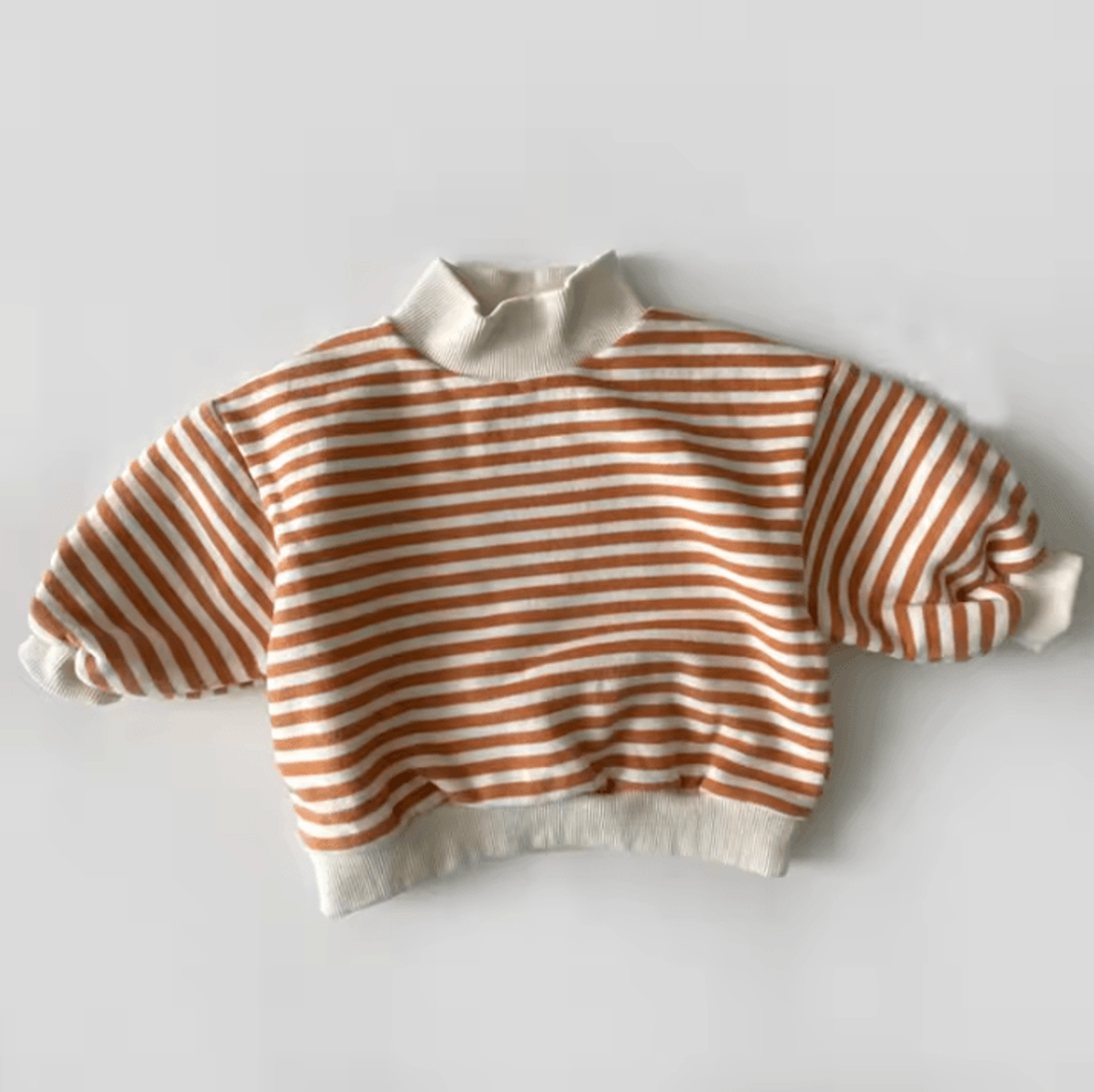 Striped Baby High Neck Sweatshirt Thick Warm Toddler Cotton Sweater Top 4