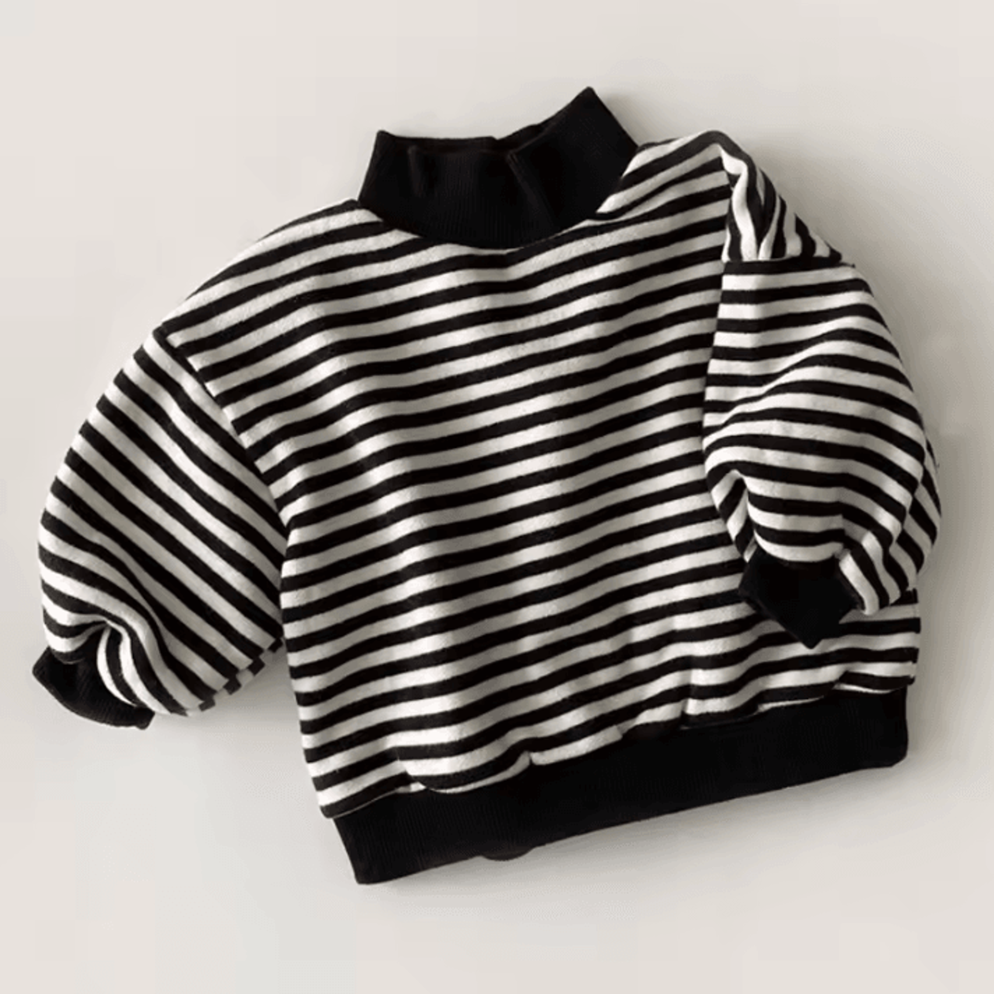 Striped Baby High Neck Sweatshirt Thick Warm Toddler Cotton Sweater Top 5