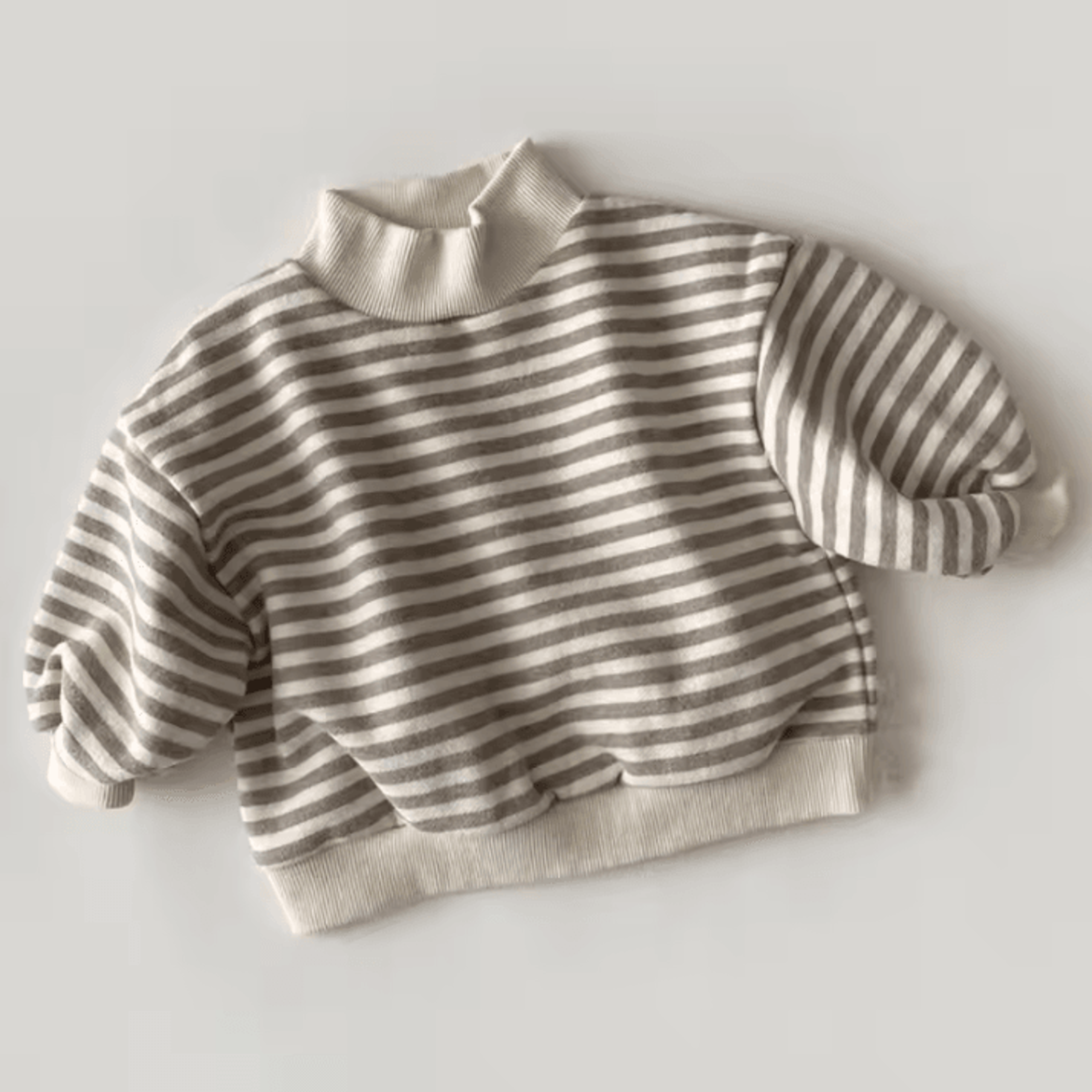 Striped Baby High Neck Sweatshirt Thick Warm Toddler Cotton Sweater Top 6