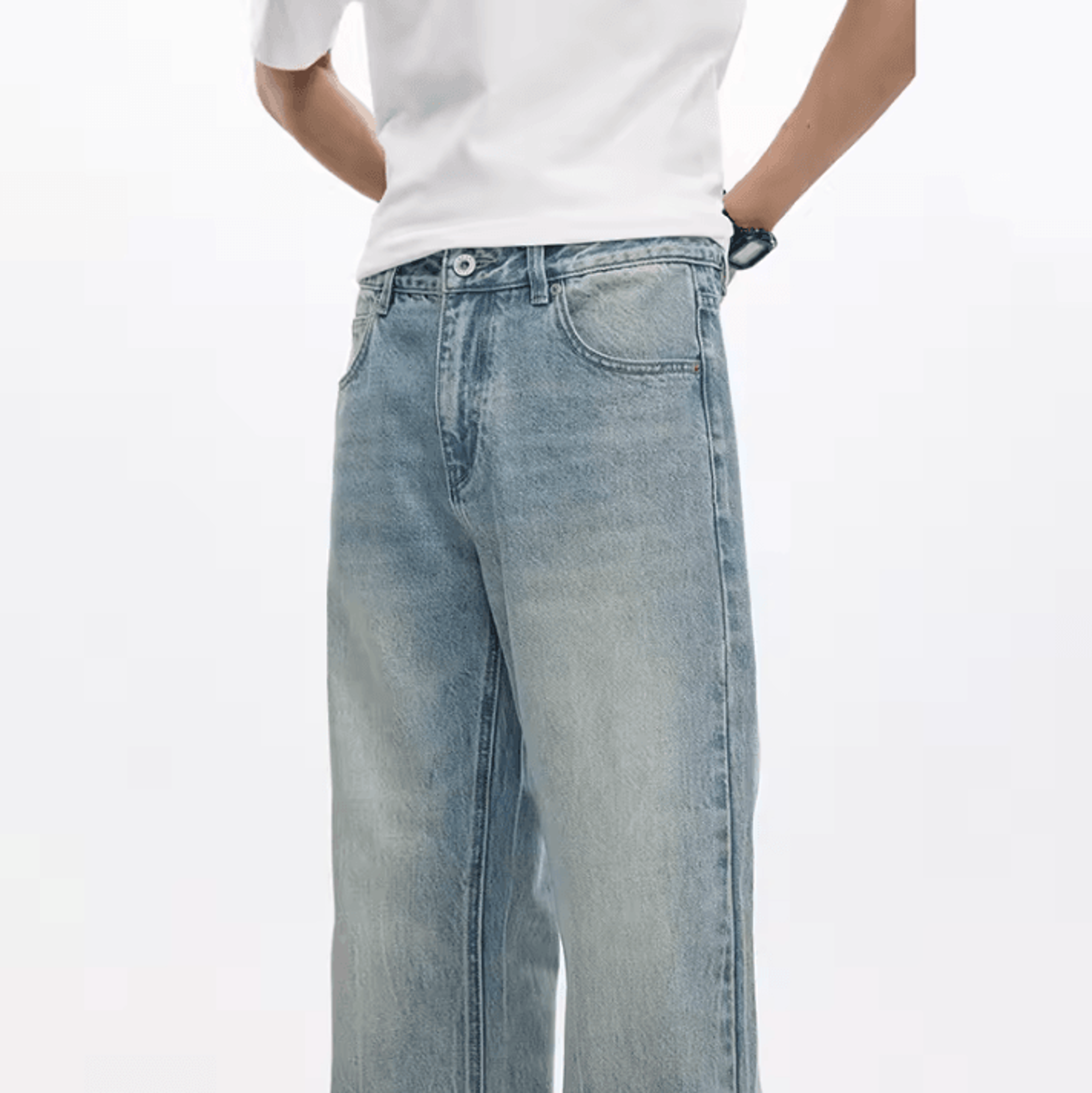 KSTUN Mens Flared Bootcut Jeans  Light Blue Streetwear Flare Denim Pants Loose Fit 4