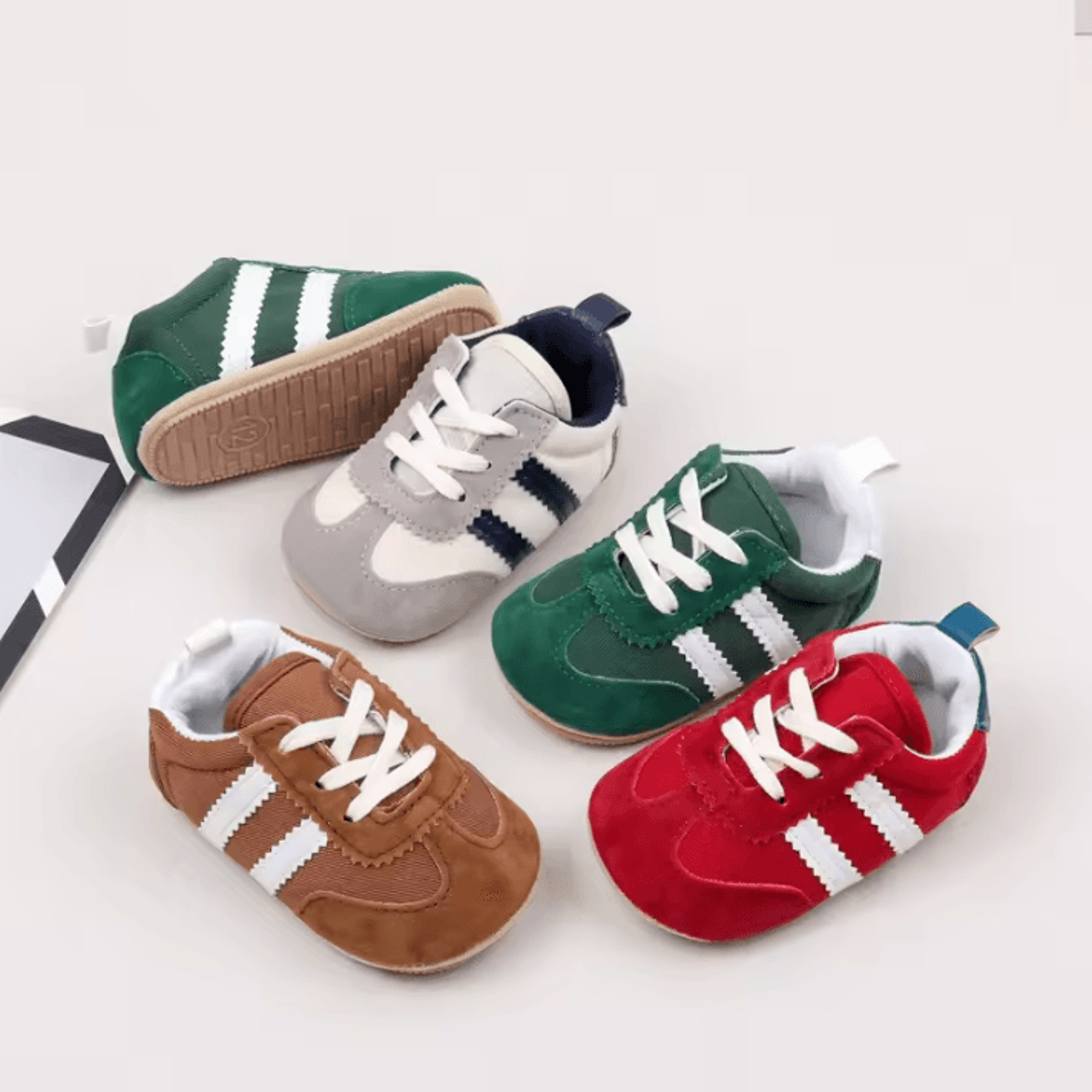 StripeStep Baby Moccasins First Walker Shoes  Soft Sole Baby Prewalker Sneakers For Newborns  Toddl 0