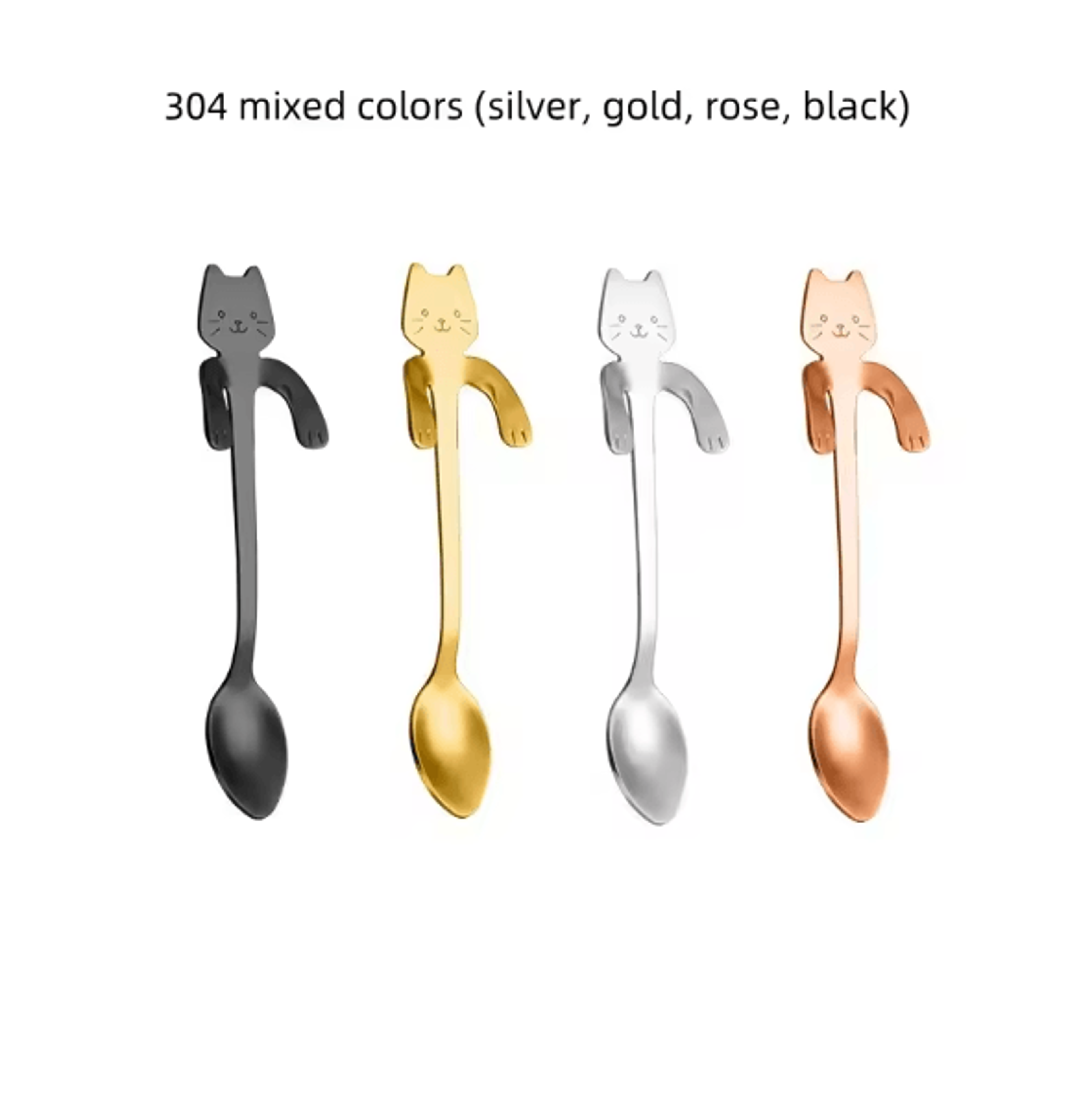 KittySip 304 Stainless Steel Cat Spoon Set  Cute Hanging Coffee Stirring Spoon 24PCS 4
