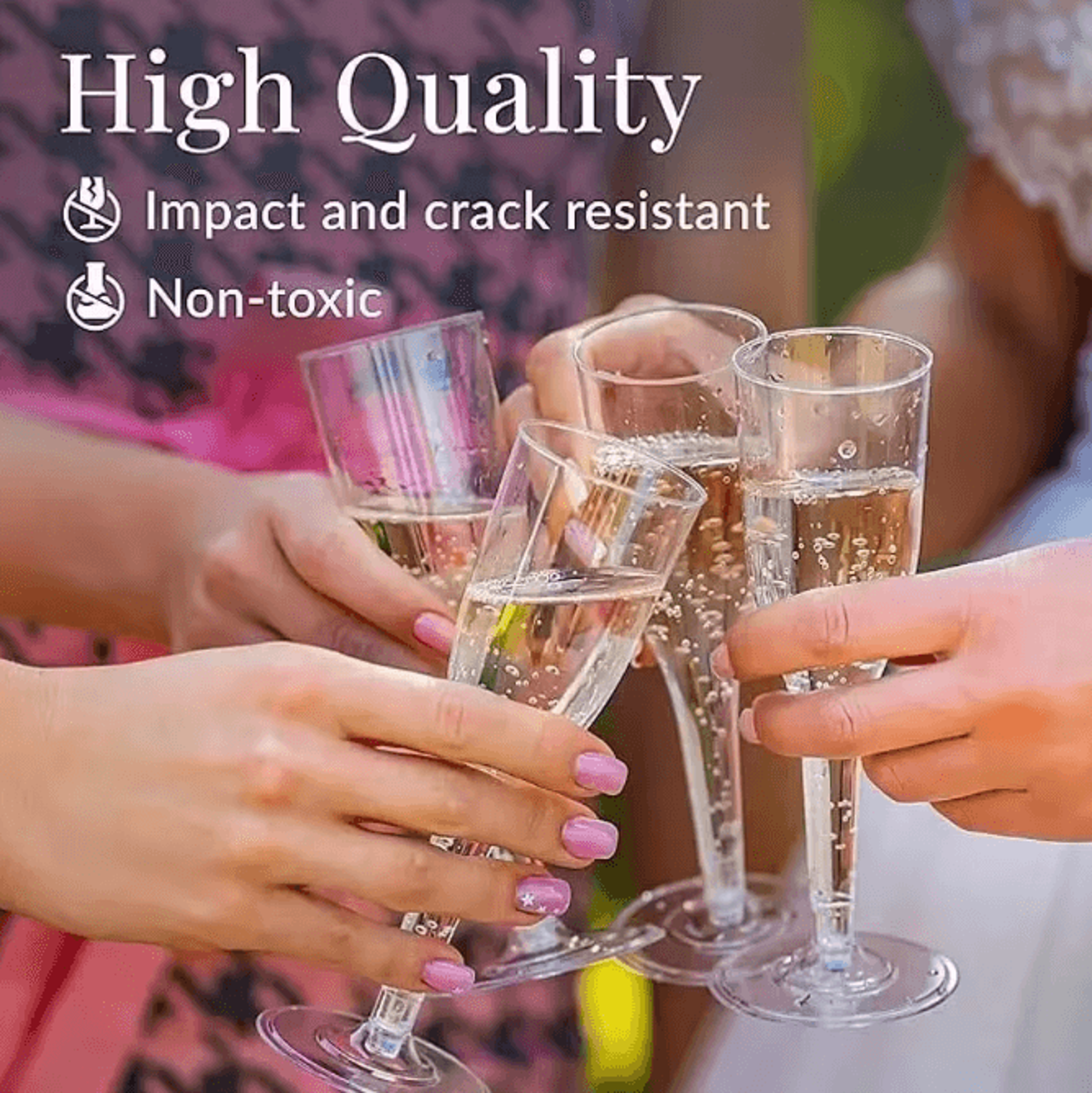 EleganceServe Disposable Champagne Glasses  GoldRim Plastic Cocktail  Martini Glass Set 0