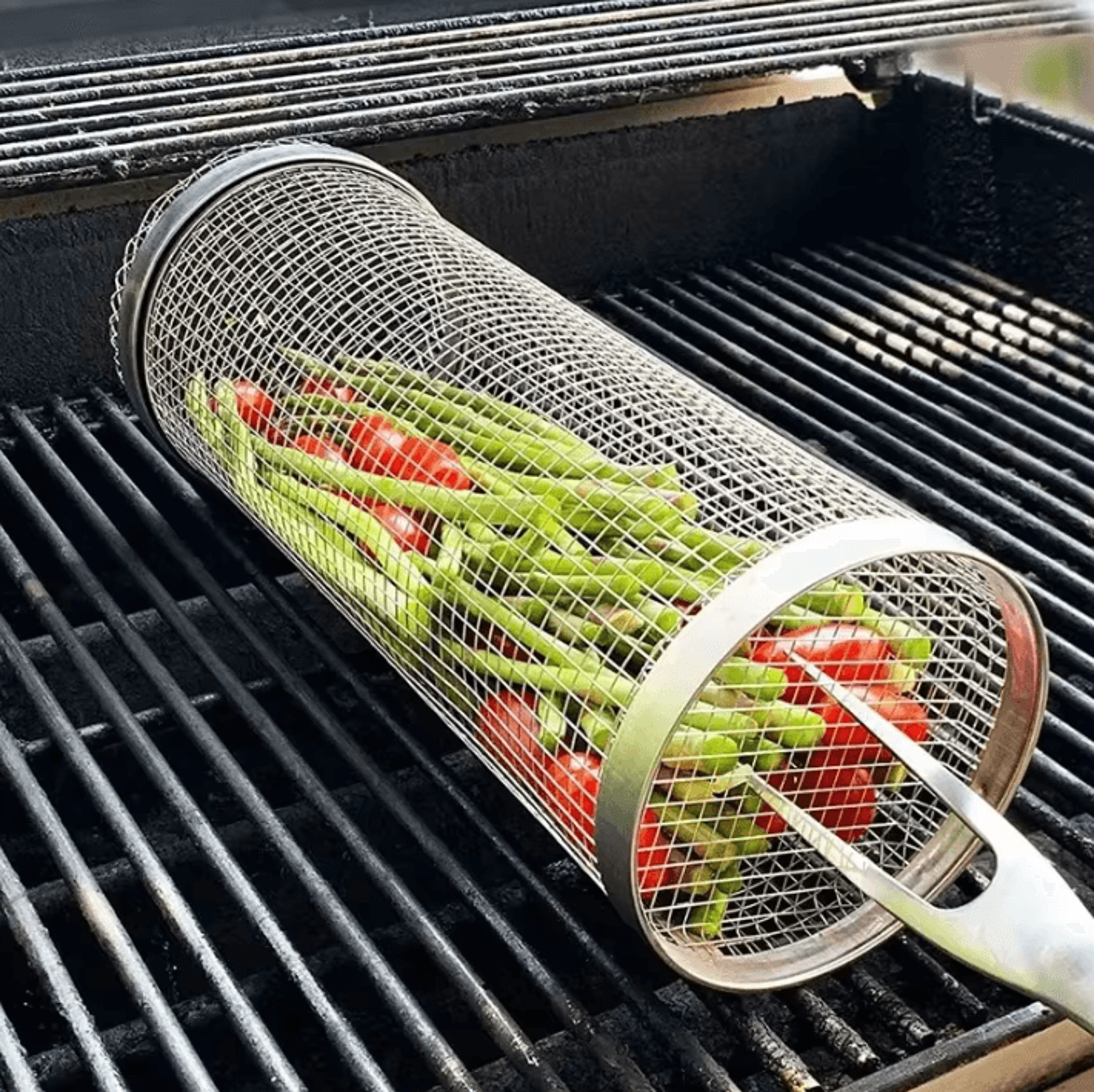 Circular Stainless Steel BBQ Rolling Basket  Portable Wire Mesh Grill Basket For Camping  Outdoor B 5