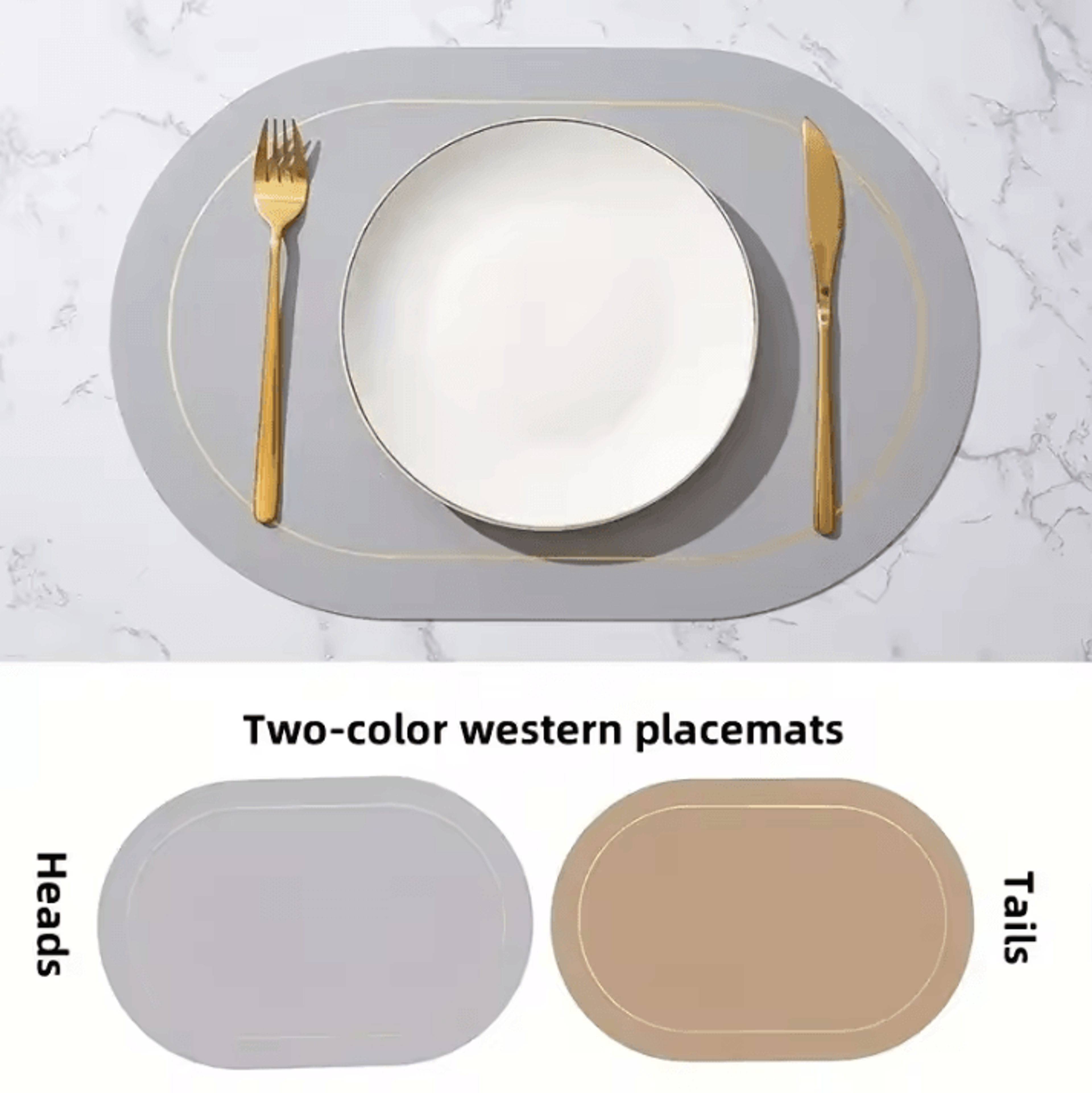 Modern Leather Table Placemats  Waterproof HeatResistant Dining Placemats With NonSlip ColorBlock D 4