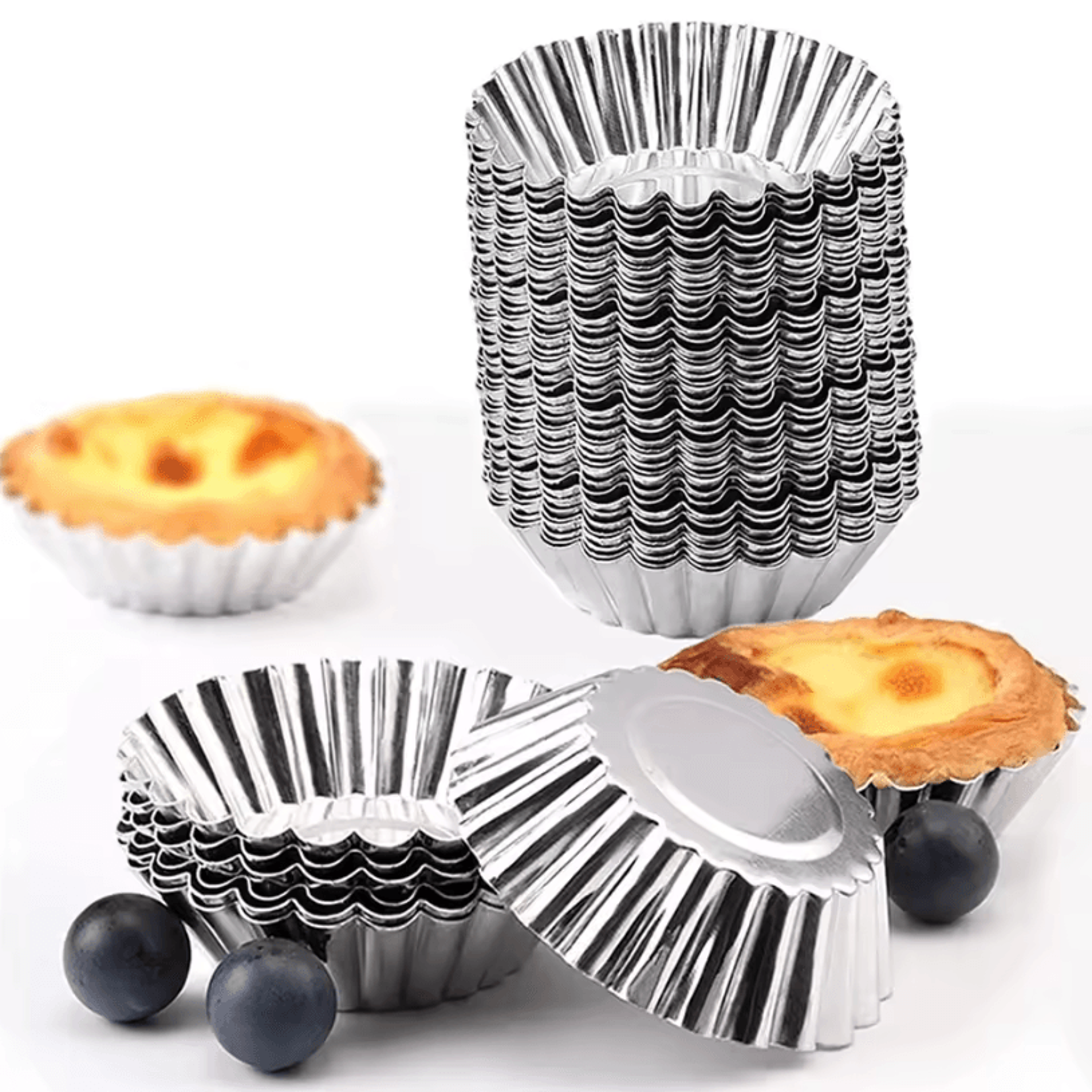 10Piece Stainless Steel Egg Tart Mold Set  Reusable Mini Tart  Pastry Baking Cups 1