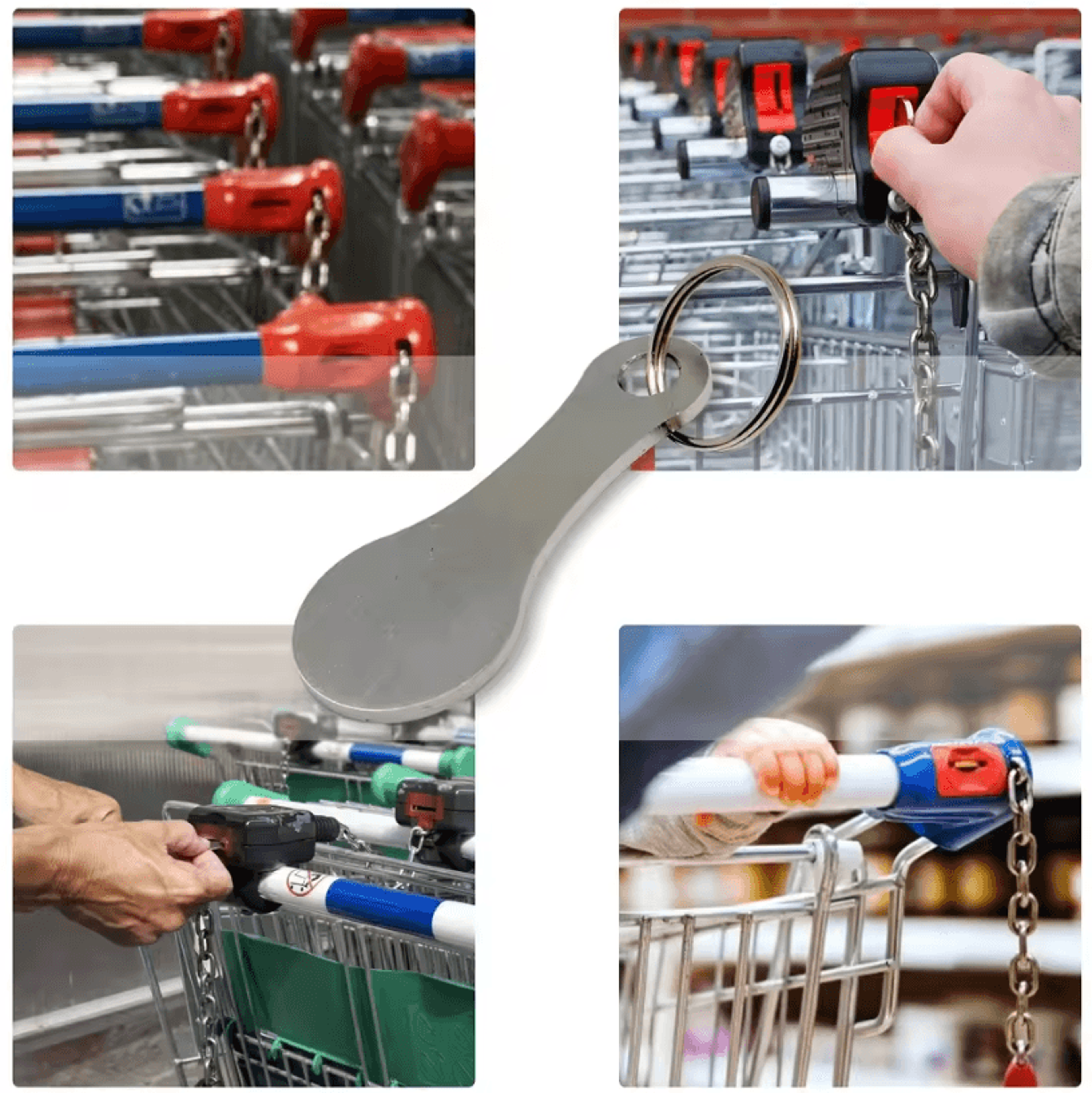 Aluminum Alloy Shopping Cart Token Keychain  Portable Trolley Unlock Key Ring 2