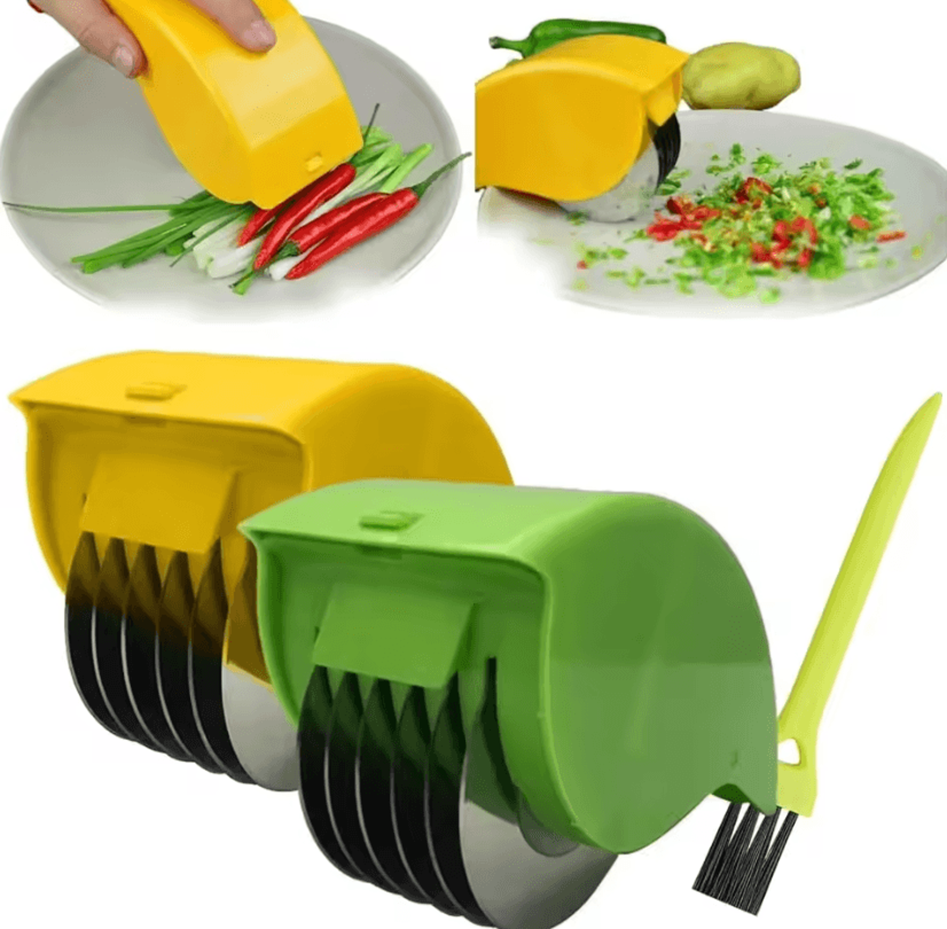 6Blade Stainless Steel Herb Roller Cutter  Manual Vegetable Chopper For Fast  Easy Kitchen Prep 7