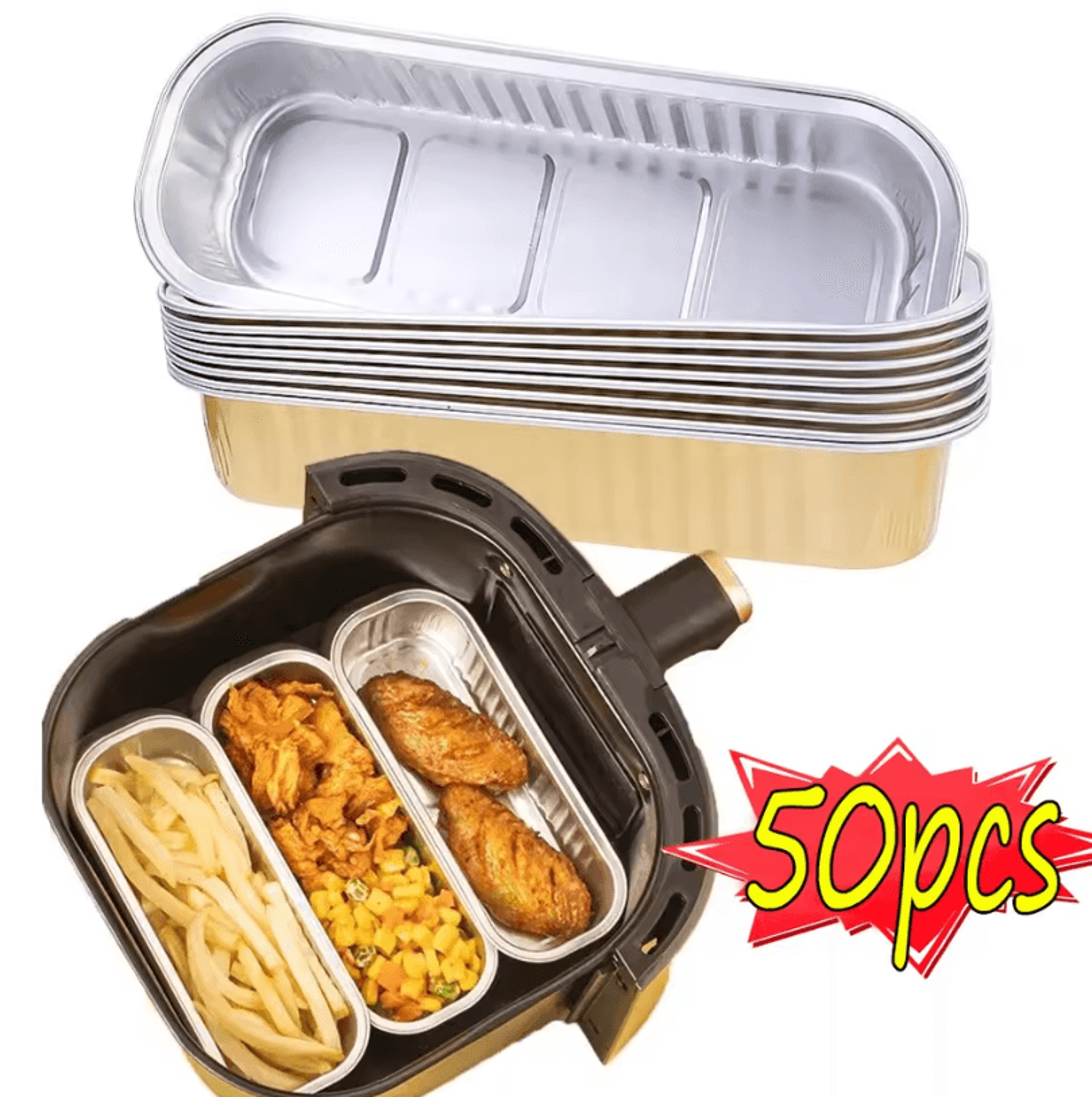 Disposable Aluminum Foil Air Fryer Pans  NonStick BBQ  Baking Trays For Easy Cleanup 0