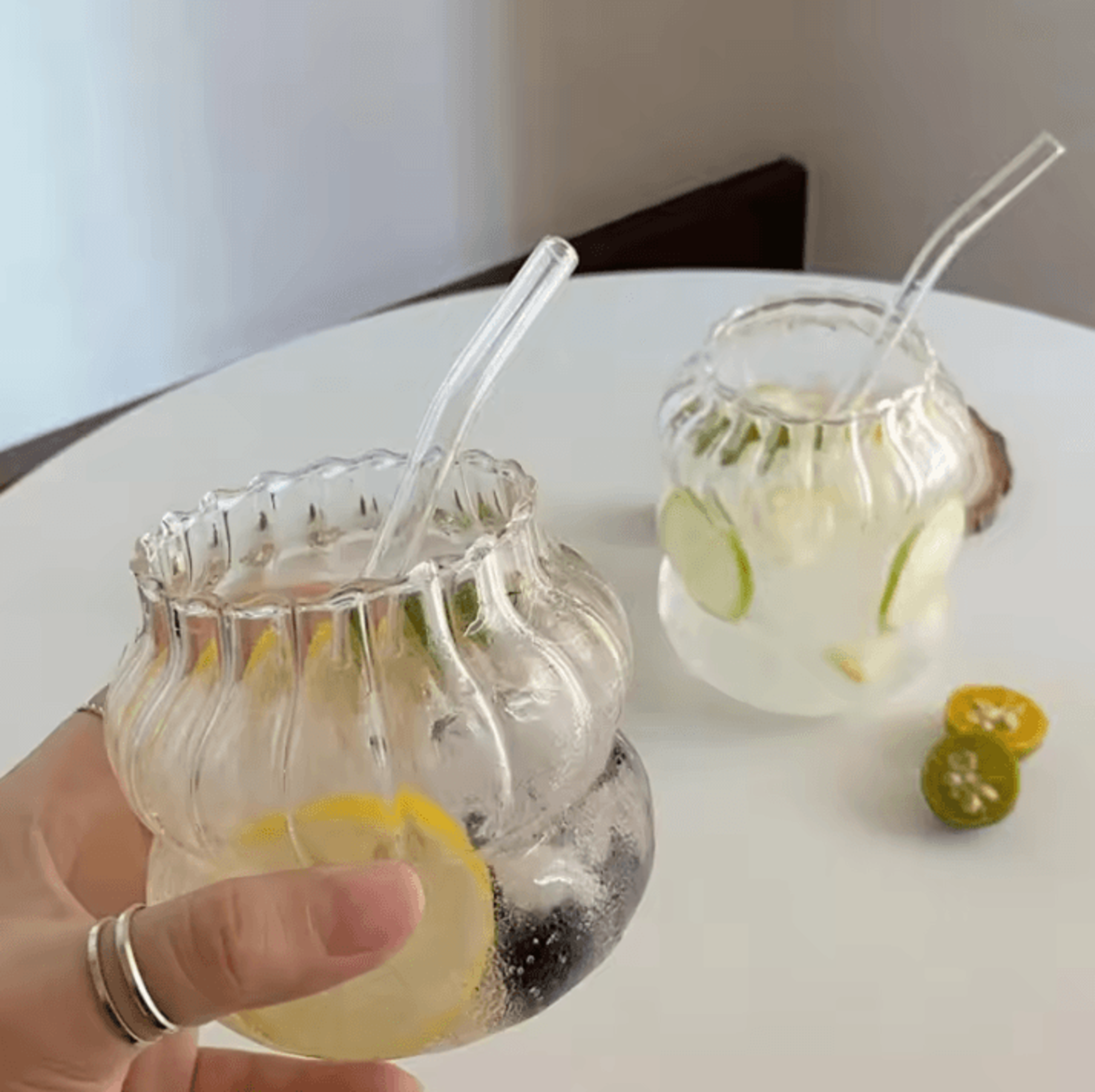 HeatResistant Striped Glass Tumbler  Transparent Coffee Tea  Juice Cup 410ml  530ml  650ml 1
