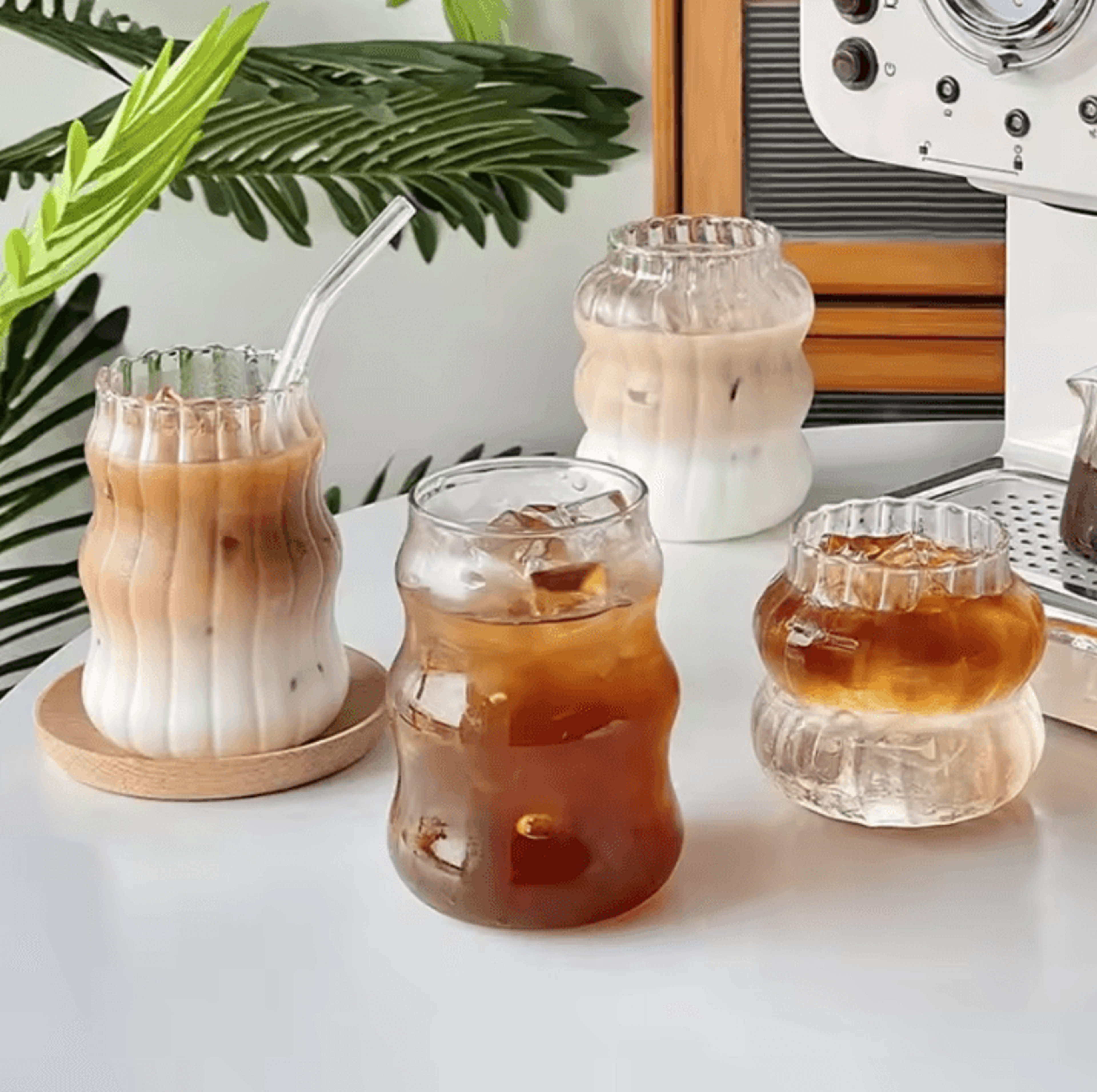 HeatResistant Striped Glass Tumbler  Transparent Coffee Tea  Juice Cup 410ml  530ml  650ml 3