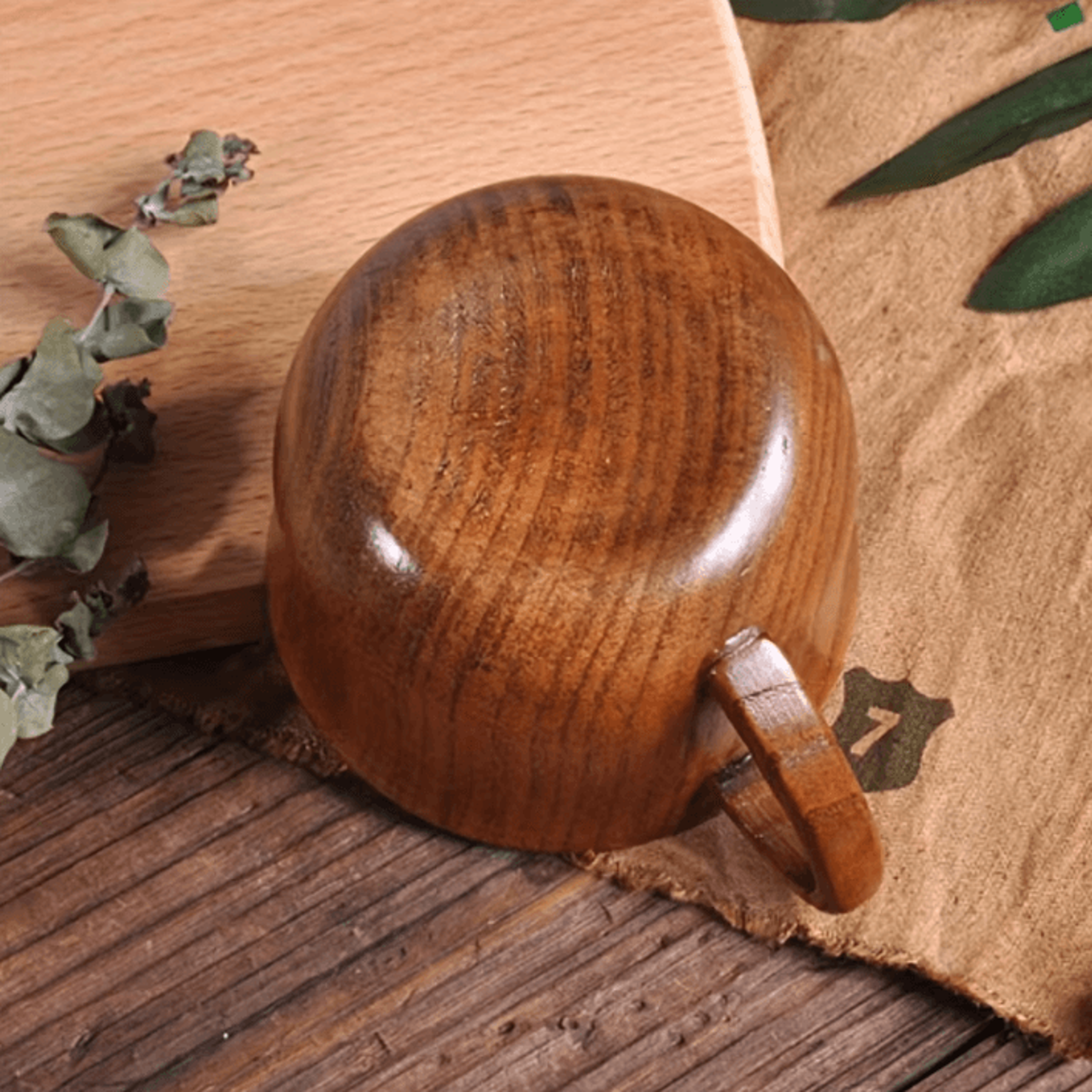 Handcrafted Wooden Mug  Vintage Natural Wood Coffee  Tea Cup Drinkware 1