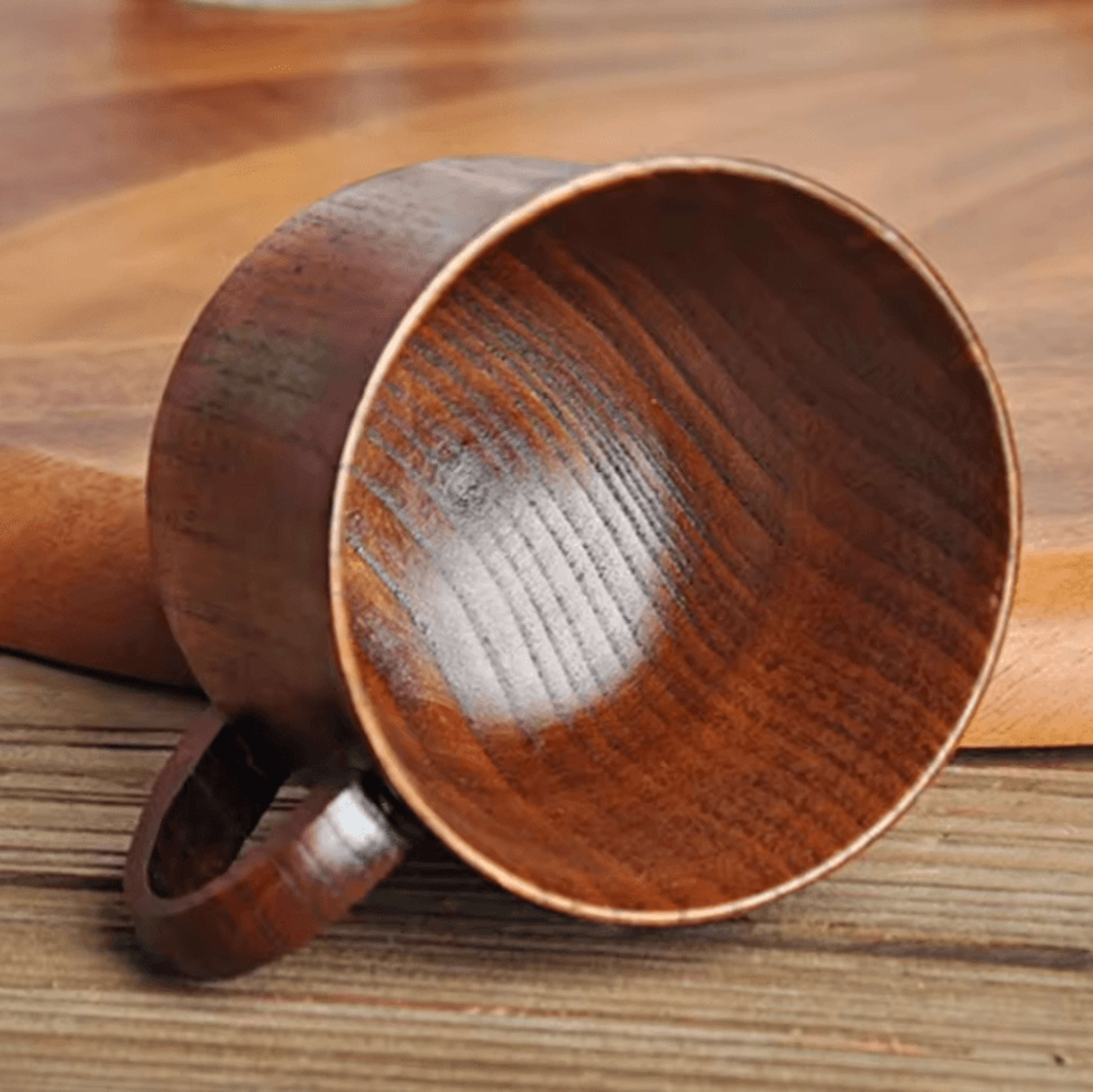 Handcrafted Wooden Mug  Vintage Natural Wood Coffee  Tea Cup Drinkware 2