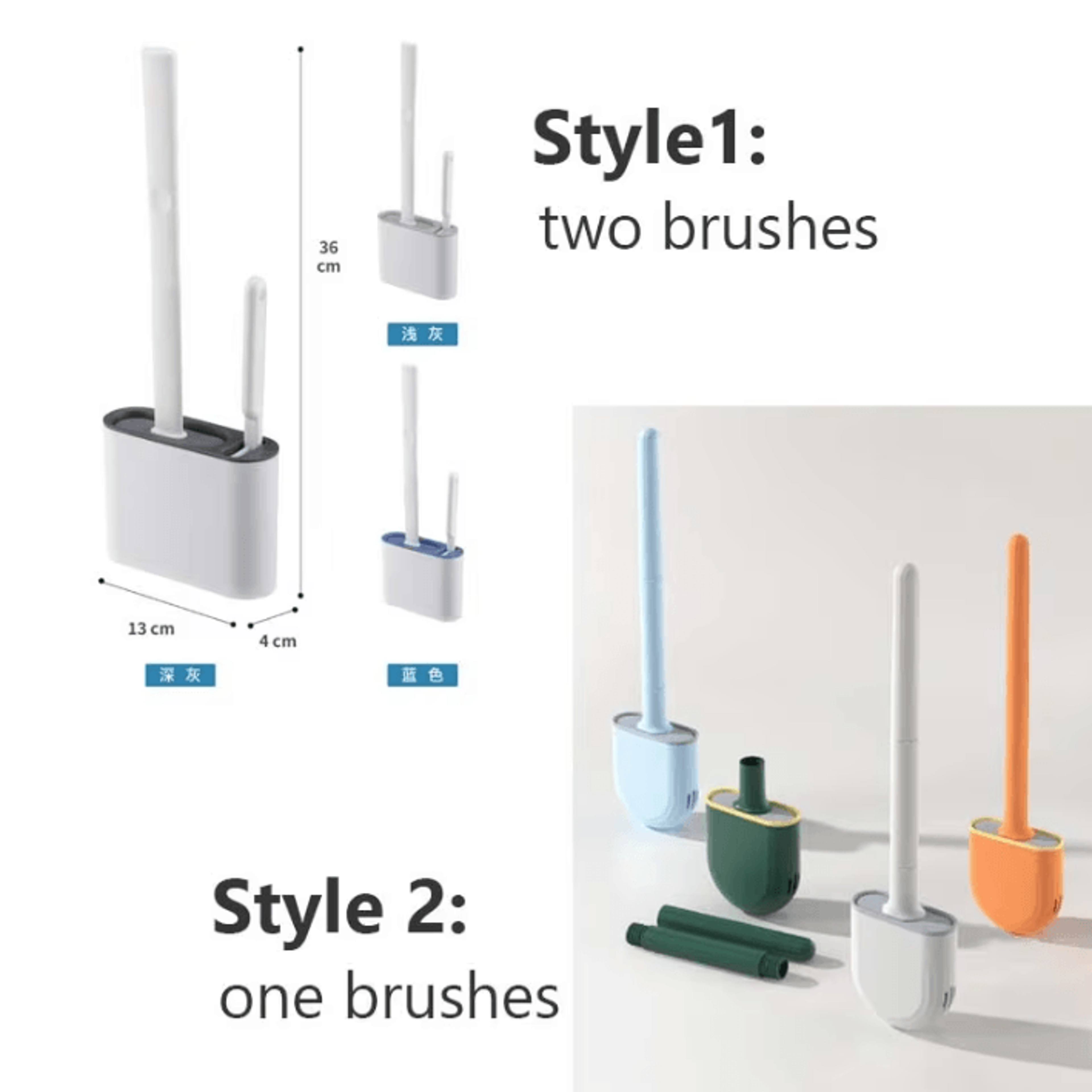 WallMounted Silicone Toilet Brush With Holder  Long Handle Hygienic Bathroom Cleaning Tool 3