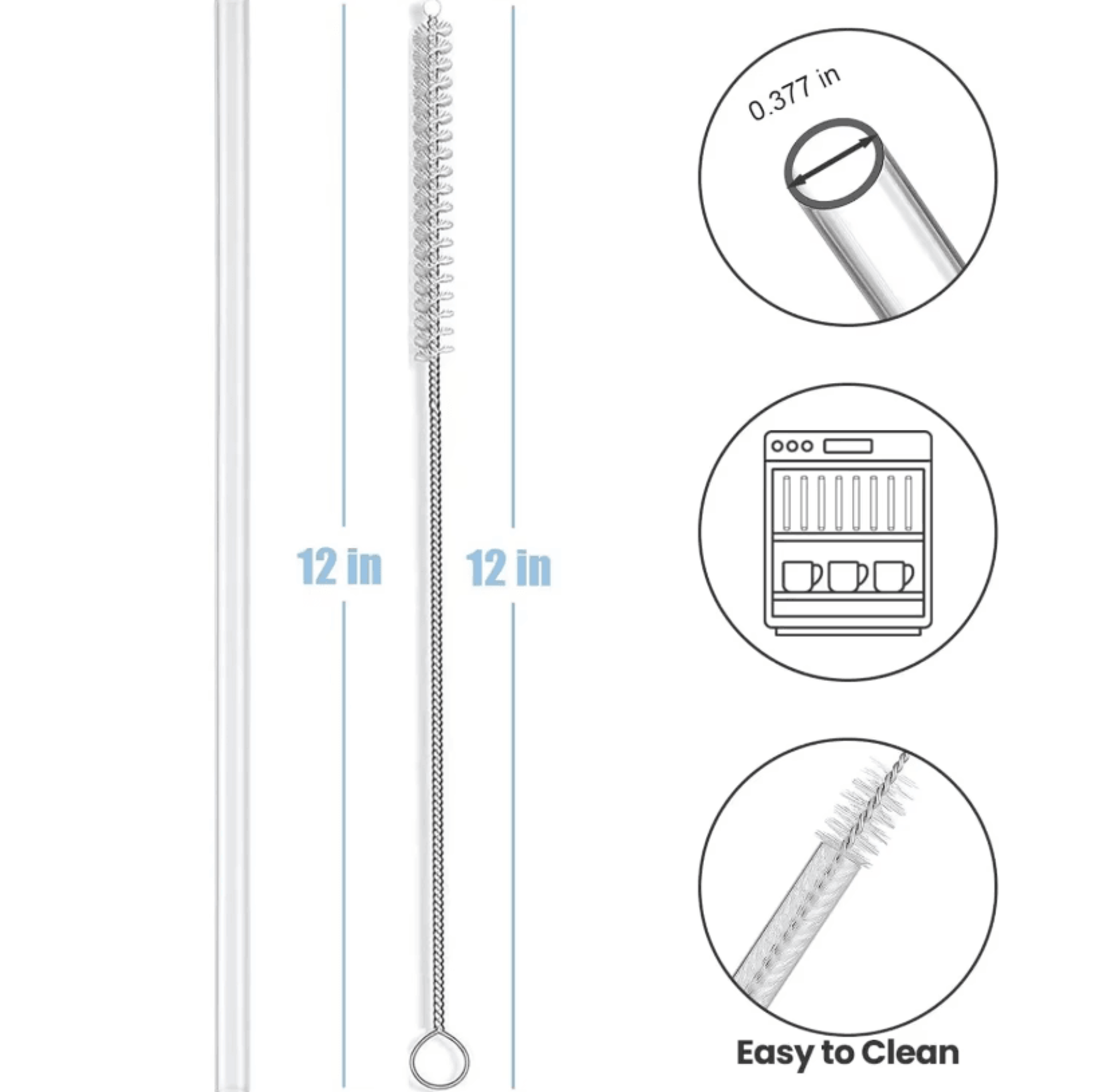 12Pack Replacement Straws For Stanley 40oz Tumbler  Reusable Clear Plastic Straws With Cleaning Bru 3
