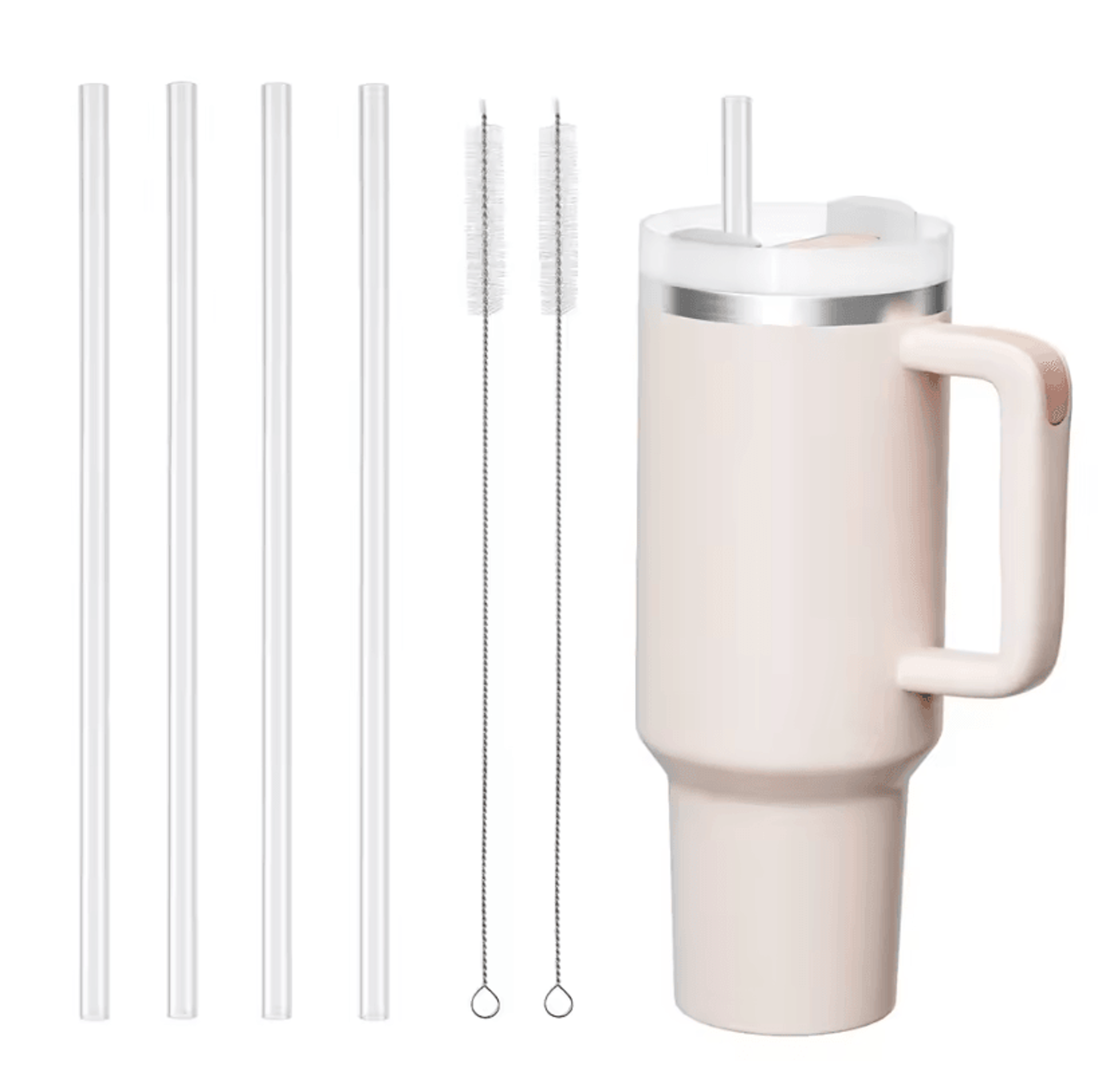 12Pack Replacement Straws For Stanley 40oz Tumbler  Reusable Clear Plastic Straws With Cleaning Bru 4