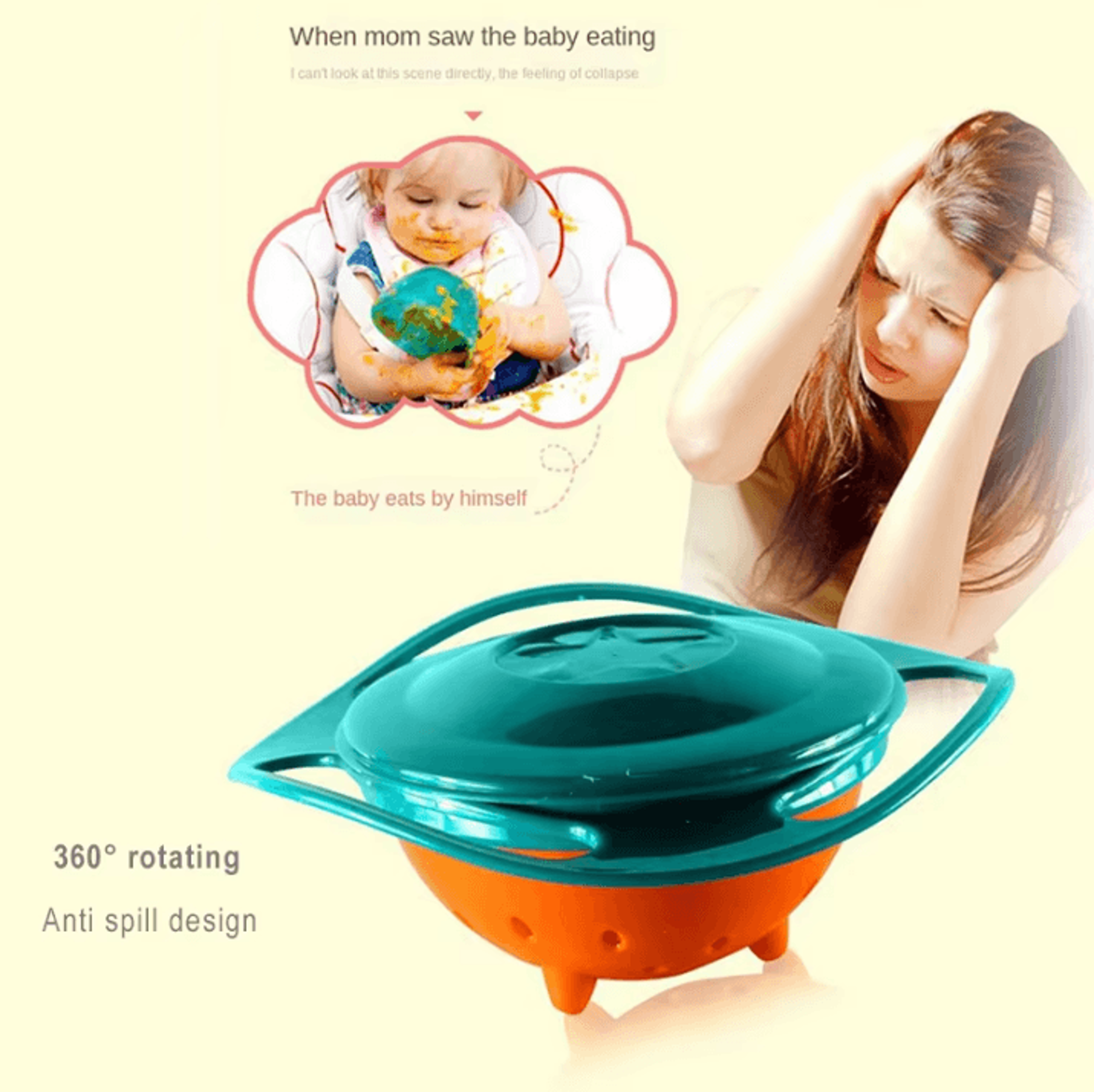 360 Rotating Spill Proof Gyro Bowl For Kids Anti Spill Baby Feeding Bowl 1