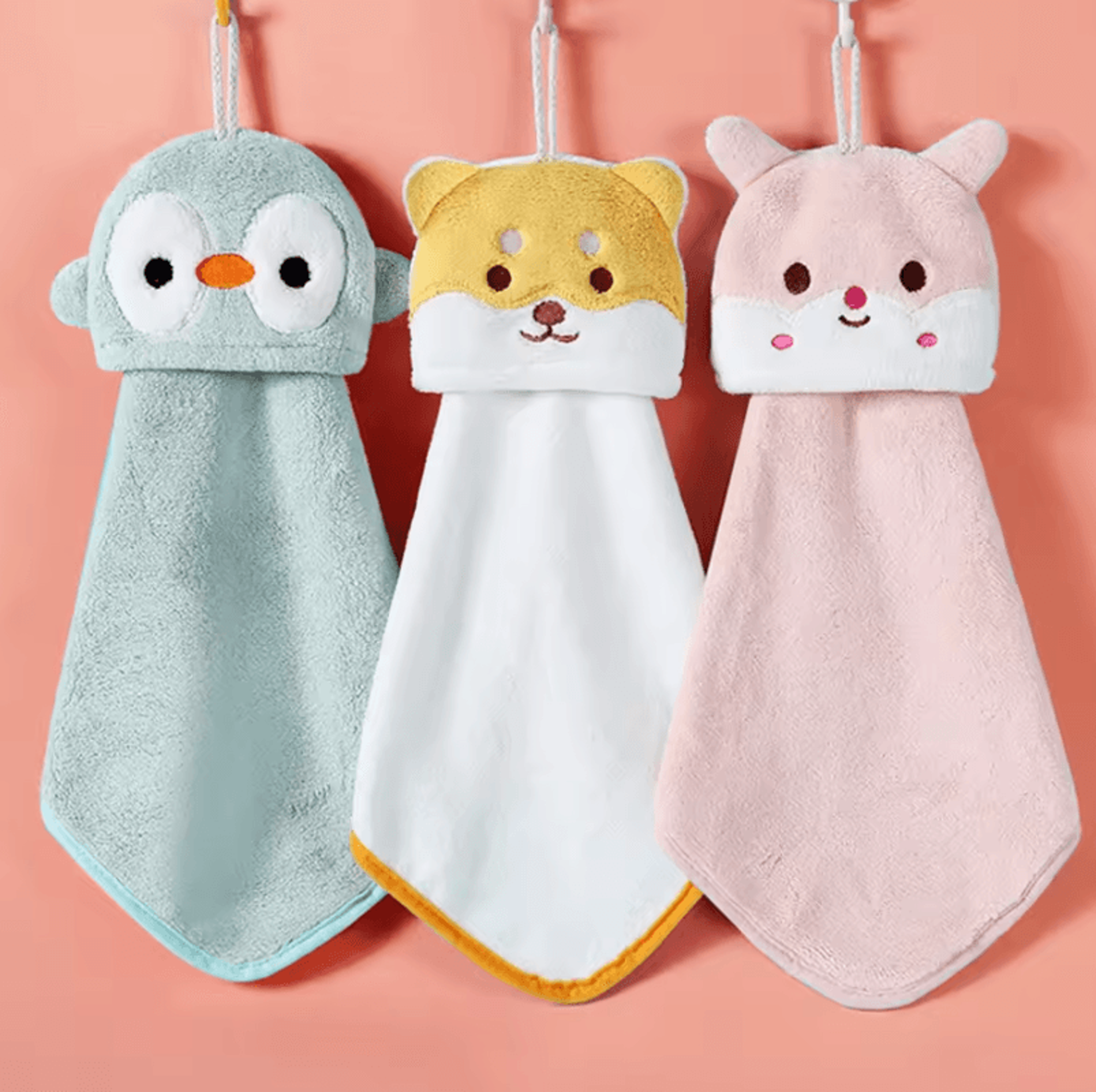 Cute Cartoon Animal Coral Fleece Hand Towel  Soft Hanging QuickDry Towel 0