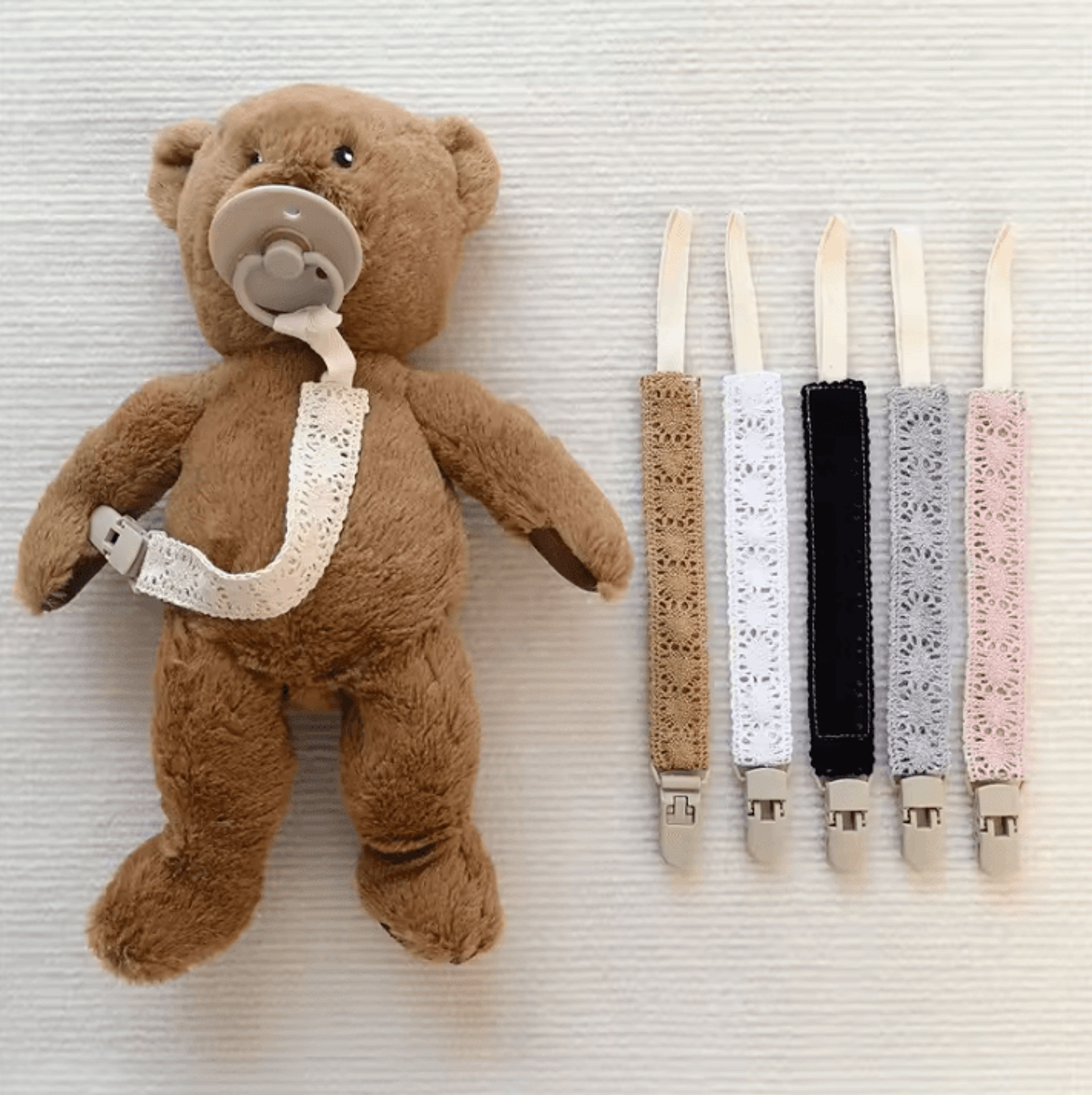 Elegant Lace Pacifier Clip Chain For Secure  Stylish Baby Essentials 1