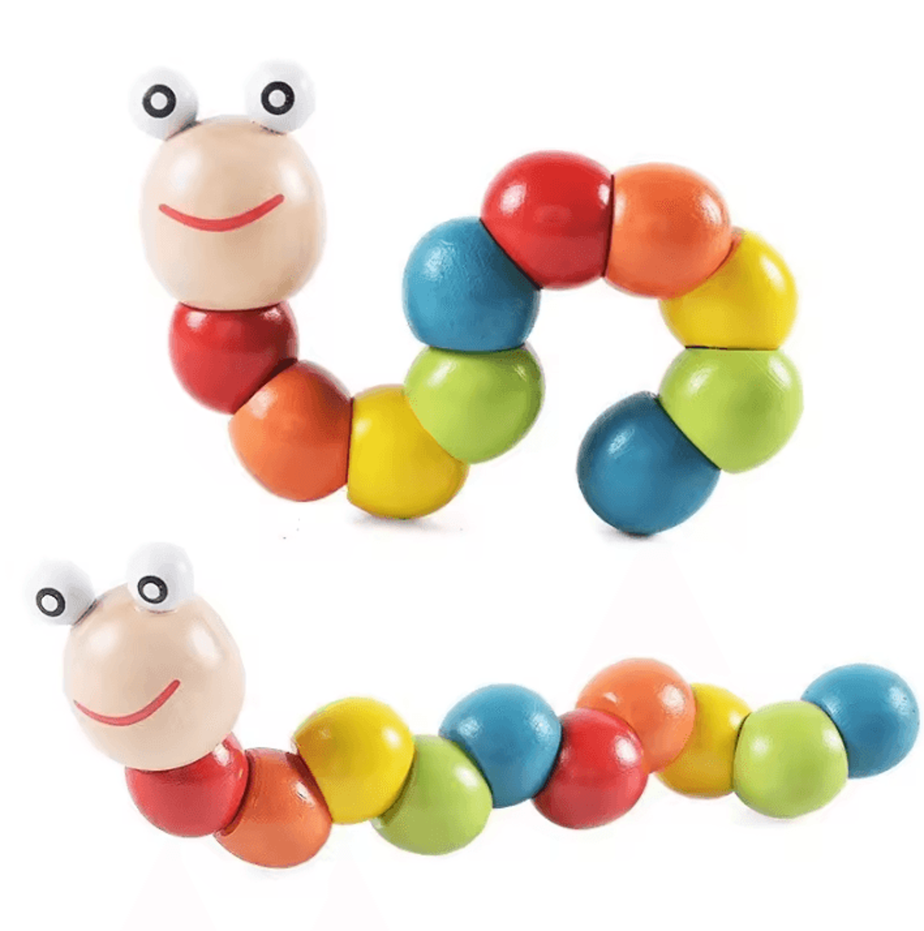 Colorful Montessori Caterpillar Wooden Toy For Sensory Learning  Play 0