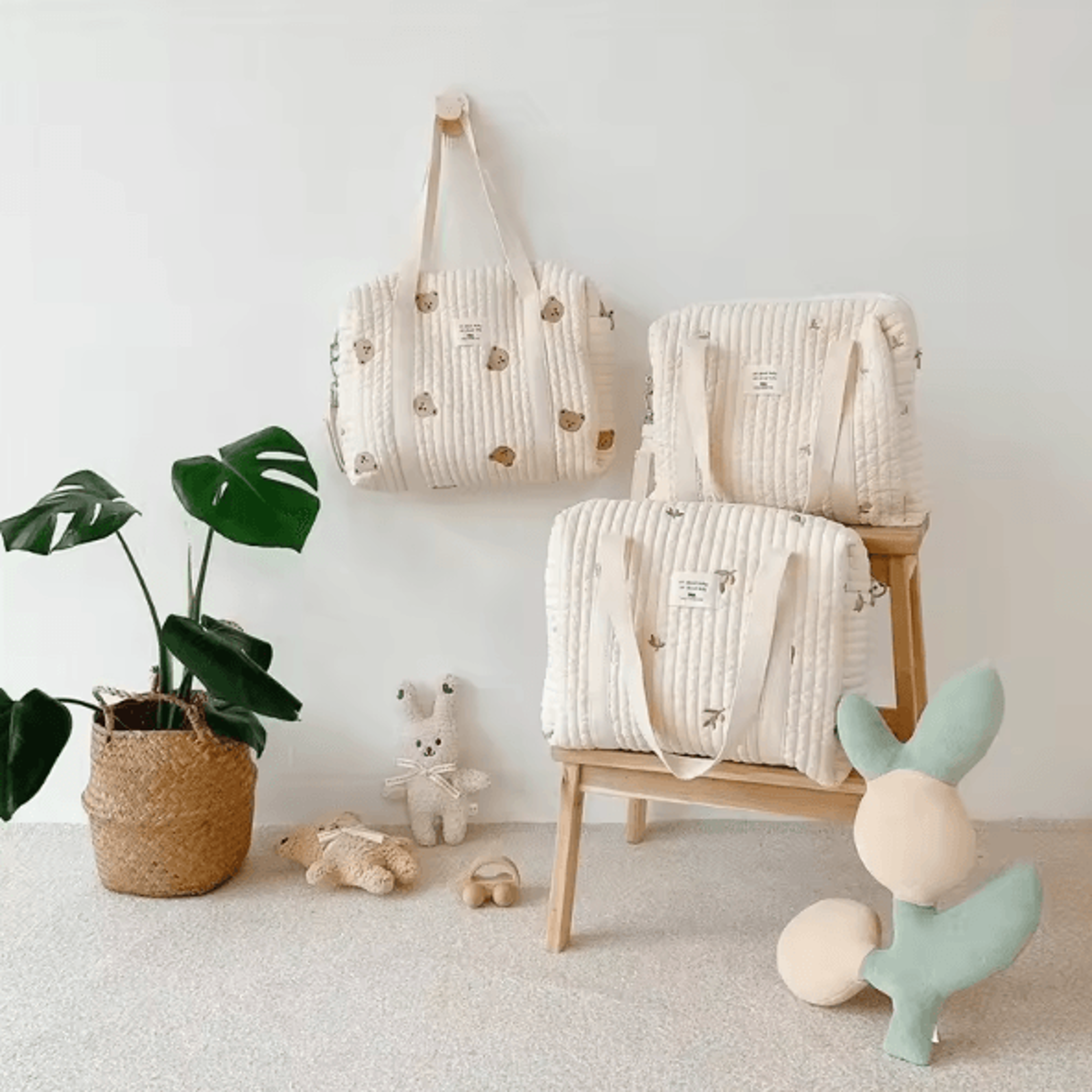 KoreanStyle Quilted Diaper Bag With Elegant Embroidery  Large Storage 0