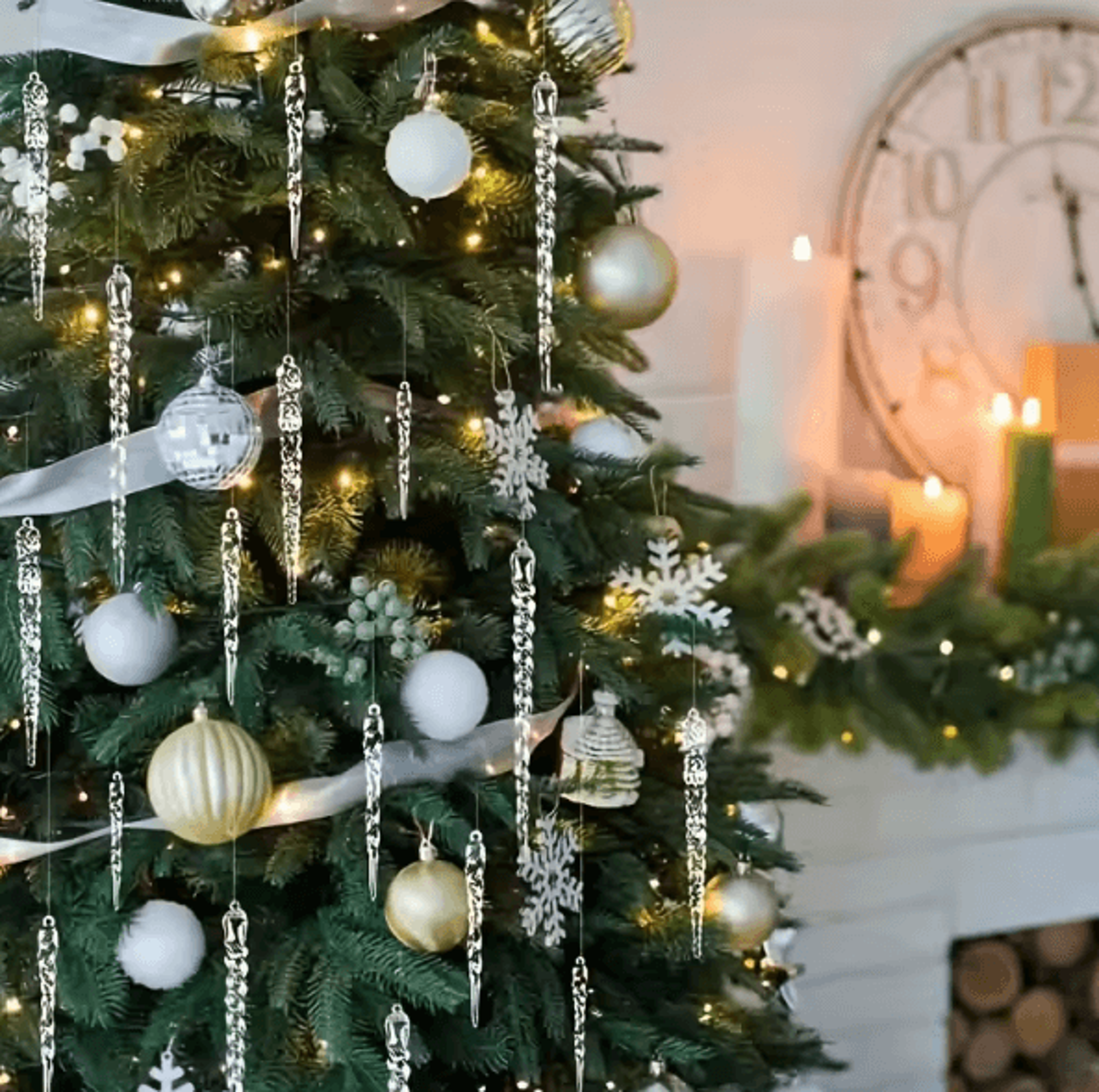 Crystal Clear Icicle Ornaments Set For Elegant Christmas Tree Decor 2