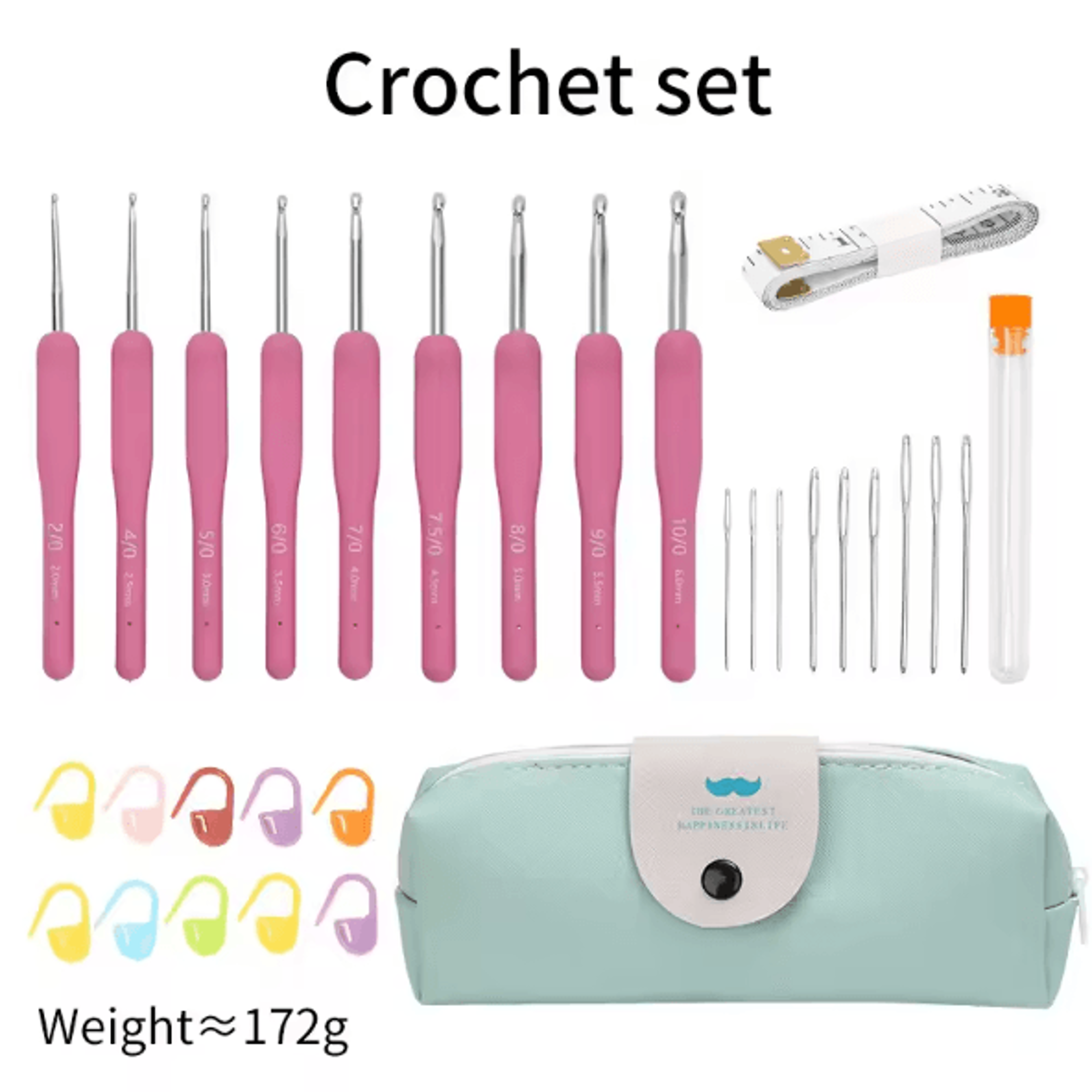 Ergonomic ExtraLong Crochet Hook Set  Complete Beginner Crochet Kit With Case 6