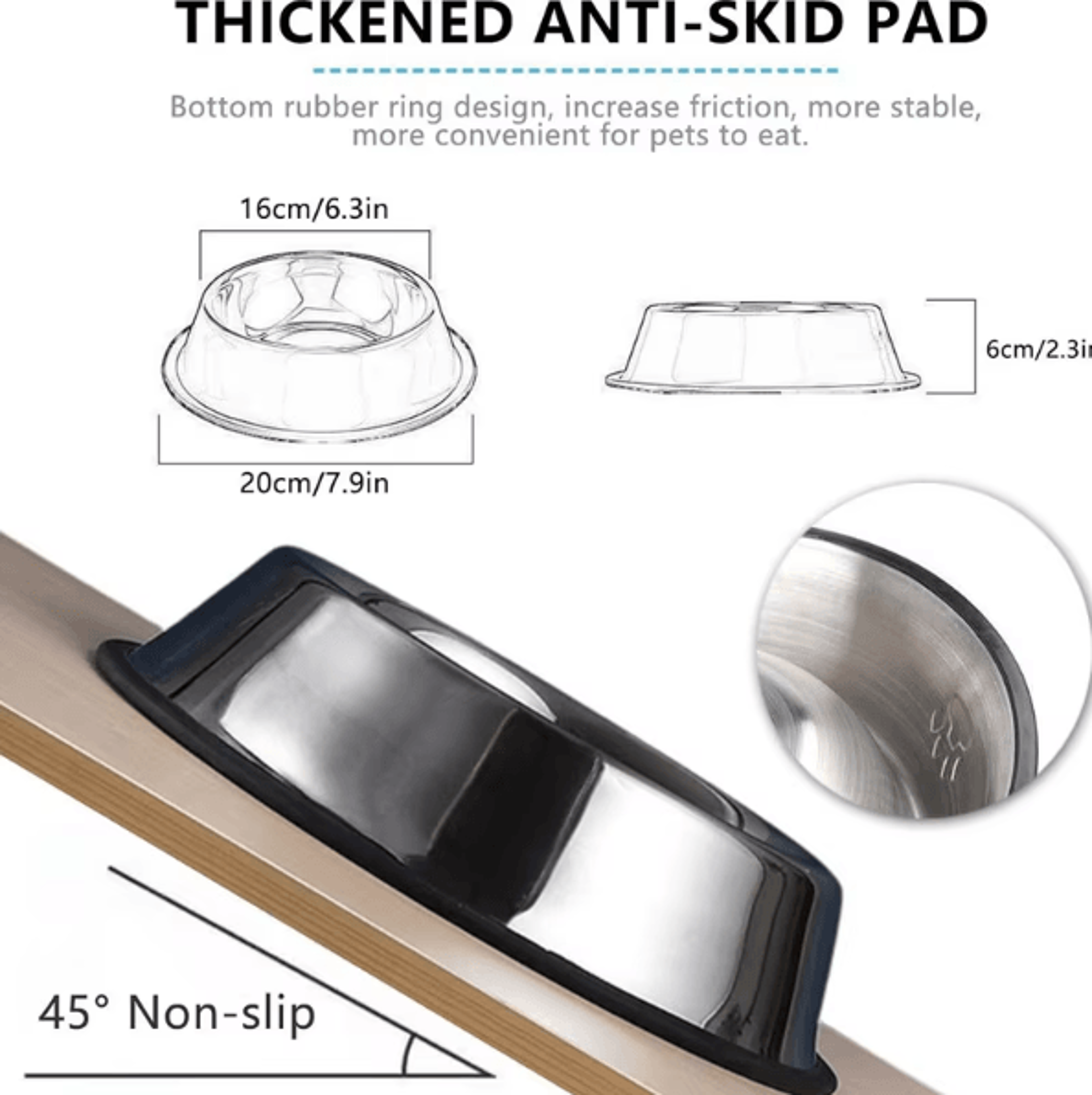 Stainless Steel Pet Bowl  AntiSlip Durable Food  Water Feeding Bowl For Dogs  Cats 3