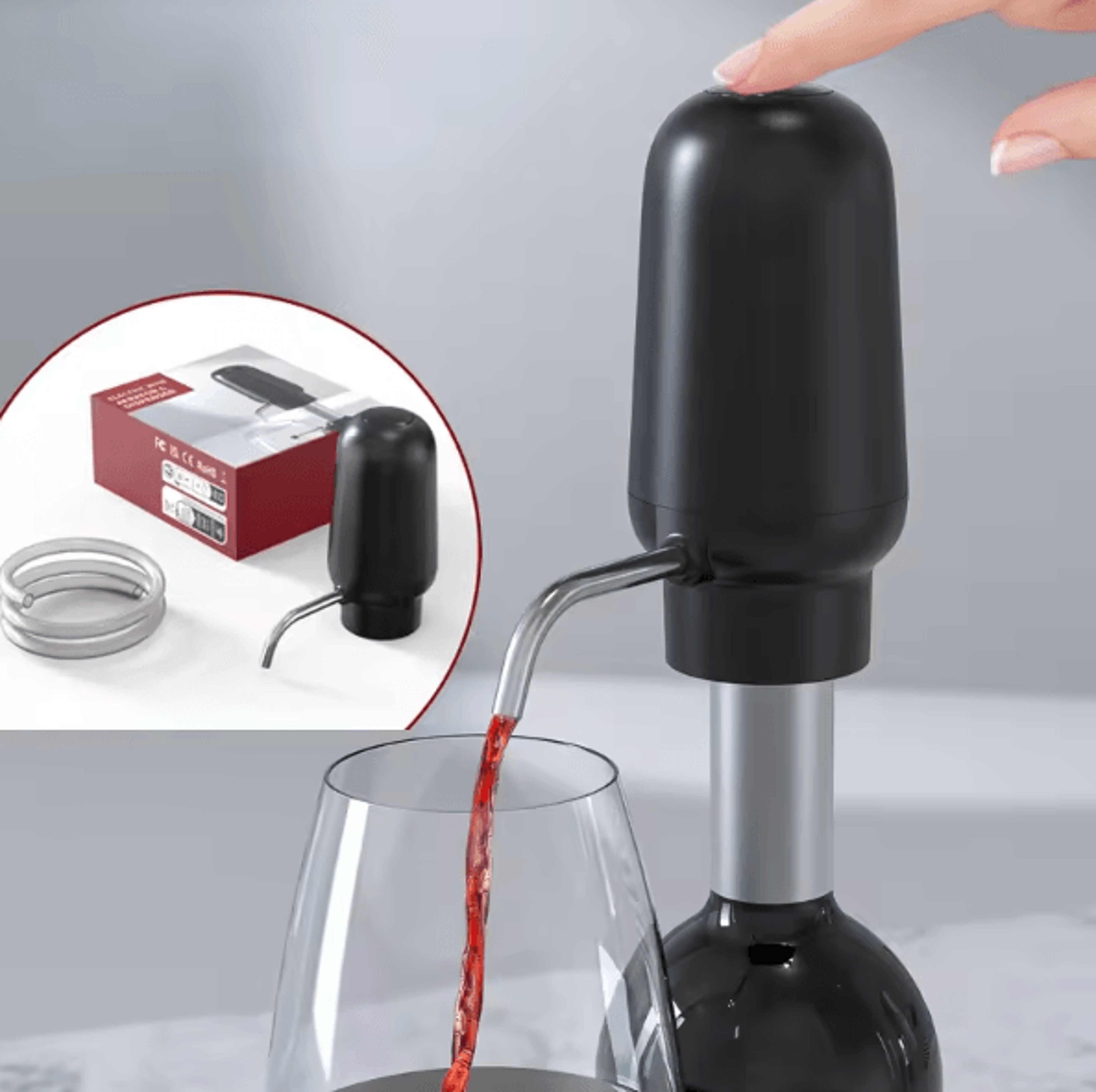 AeroPour Smart Electric Wine Decanter  Automatic Dispenser With Adjustable Pouring 0