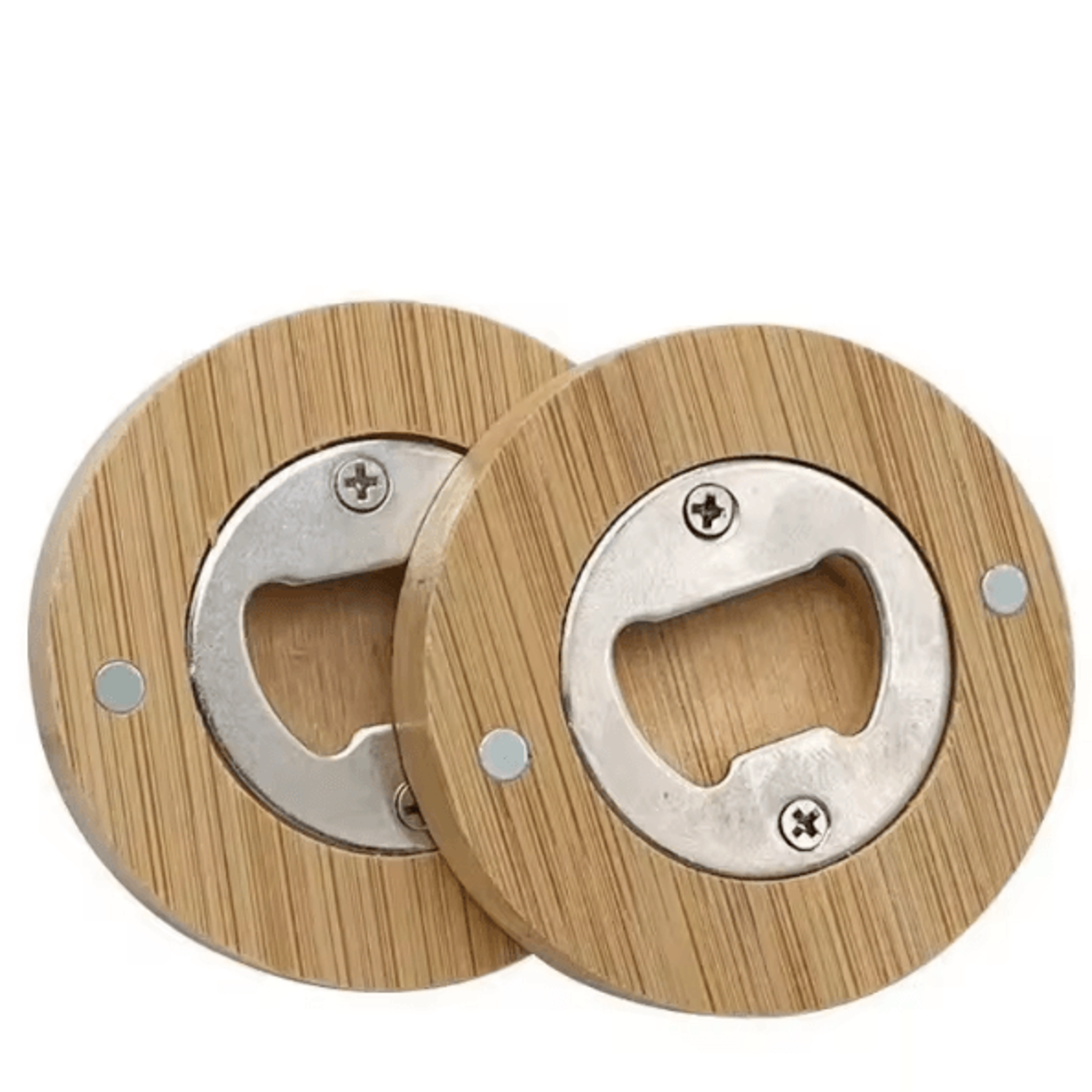 BrewSnap Bamboo Magnetic Bottle Opener Round Portable Fridge Magnet Beer Opener For Home  Parties 0