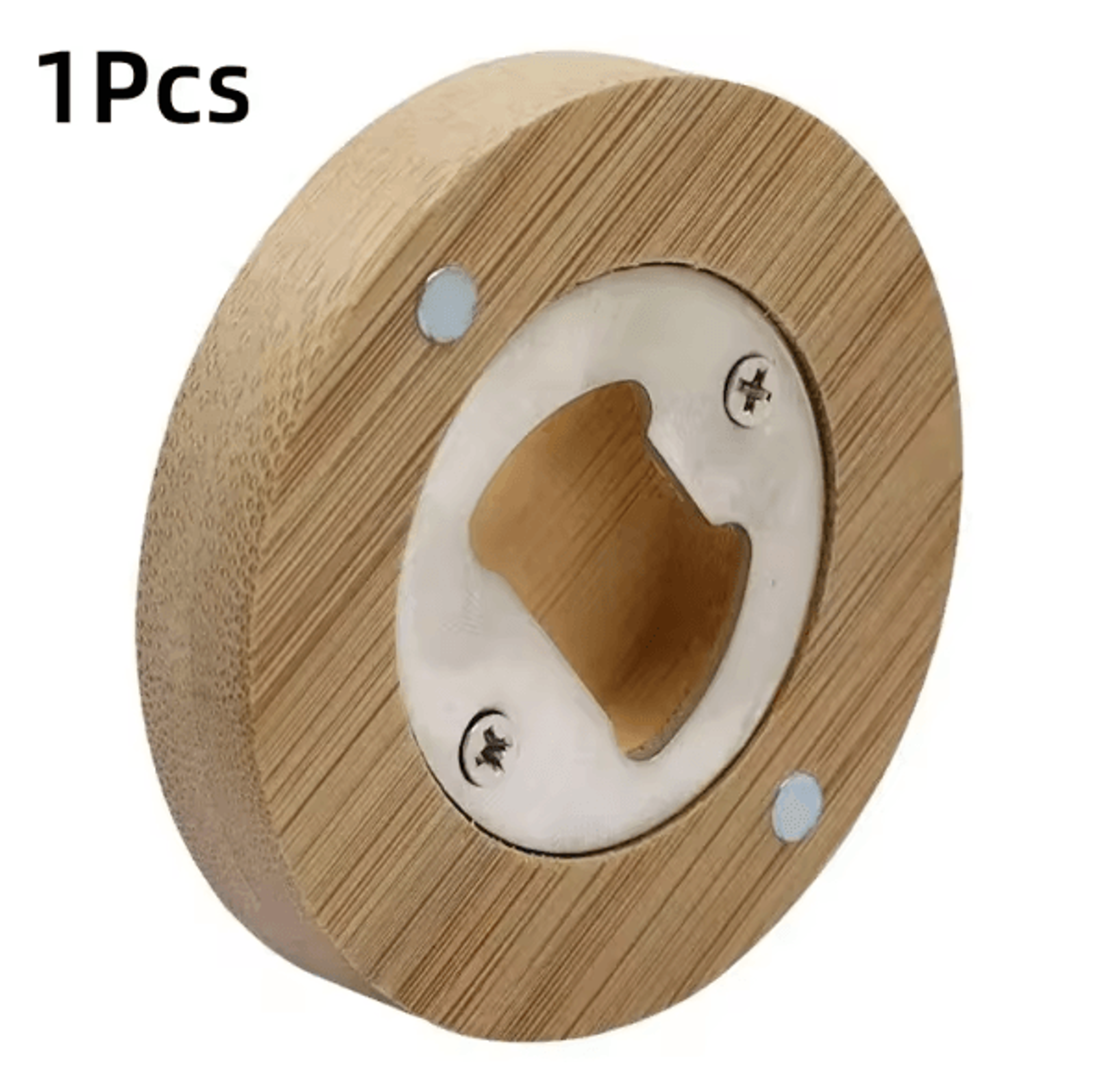 BrewSnap Bamboo Magnetic Bottle Opener Round Portable Fridge Magnet Beer Opener For Home  Parties 5