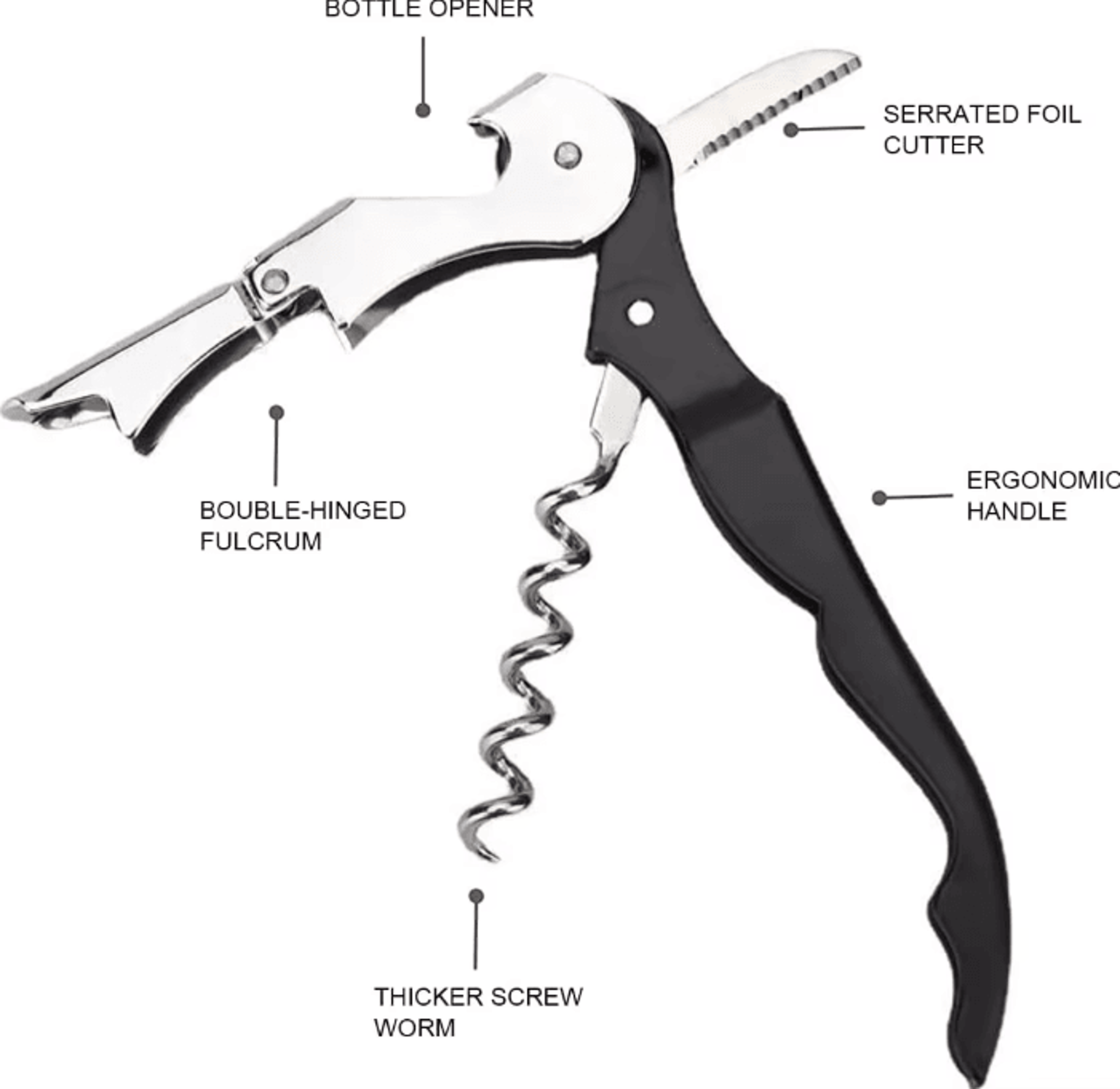 VinoServe 410 Waiters Corkscrew Professional Stainless Steel Wine Bottle Opener With Foil Cutter Co 1