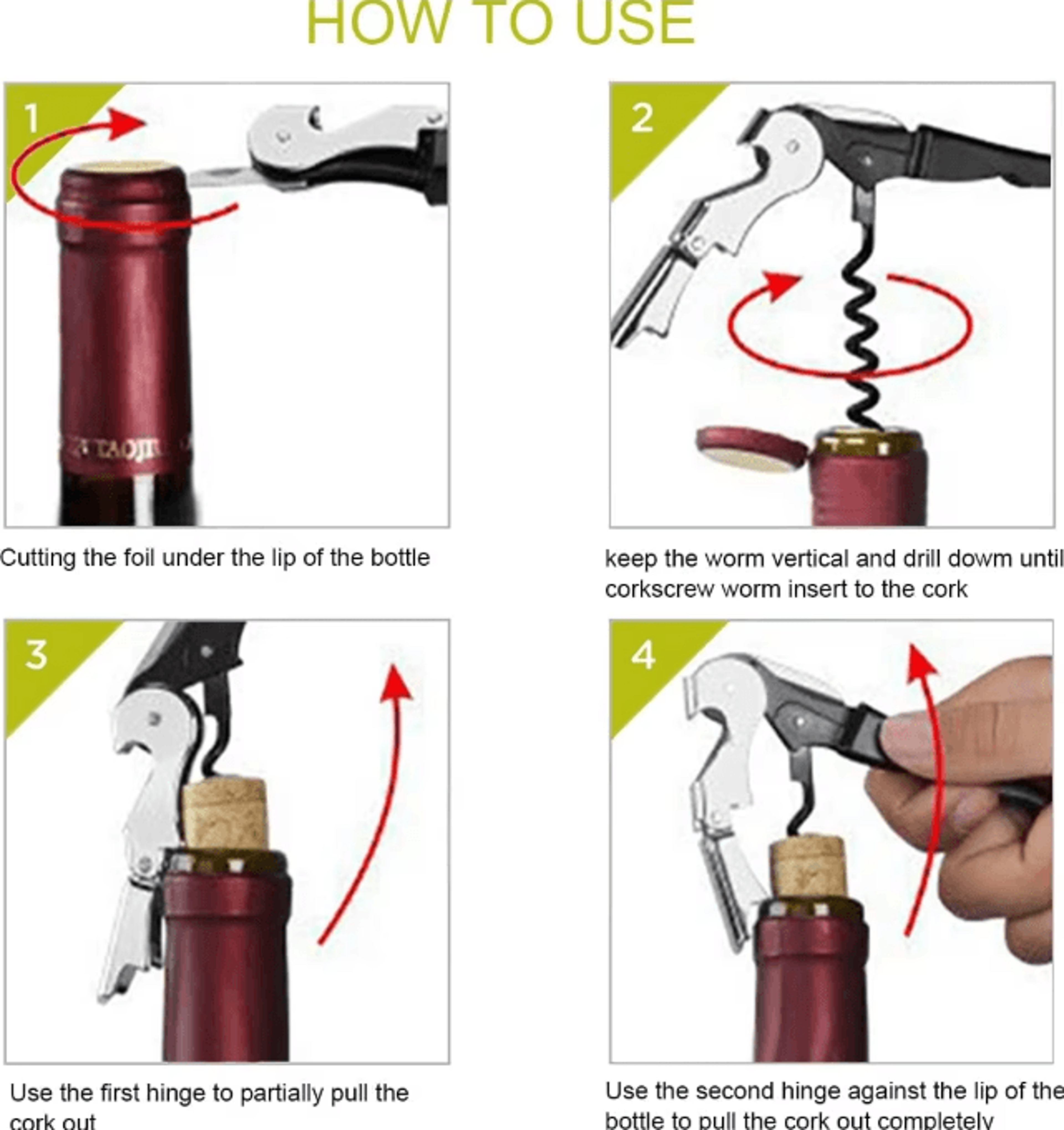 VinoServe 410 Waiters Corkscrew Professional Stainless Steel Wine Bottle Opener With Foil Cutter Co 2