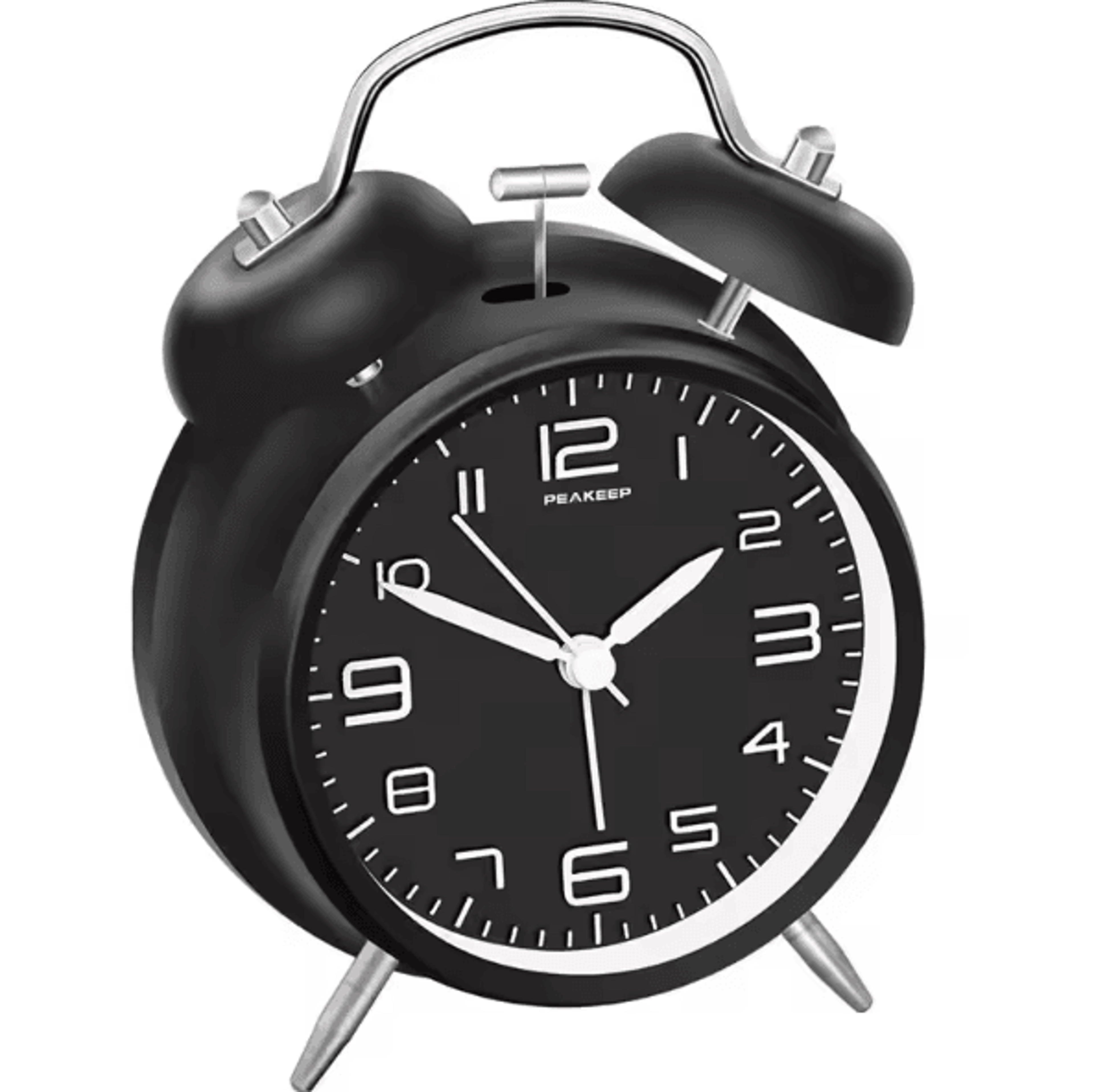 4Inch Twin Bell Loud Alarm Clock  Retro Metal Desk Clock With Backlight For Heavy Sleepers 5
