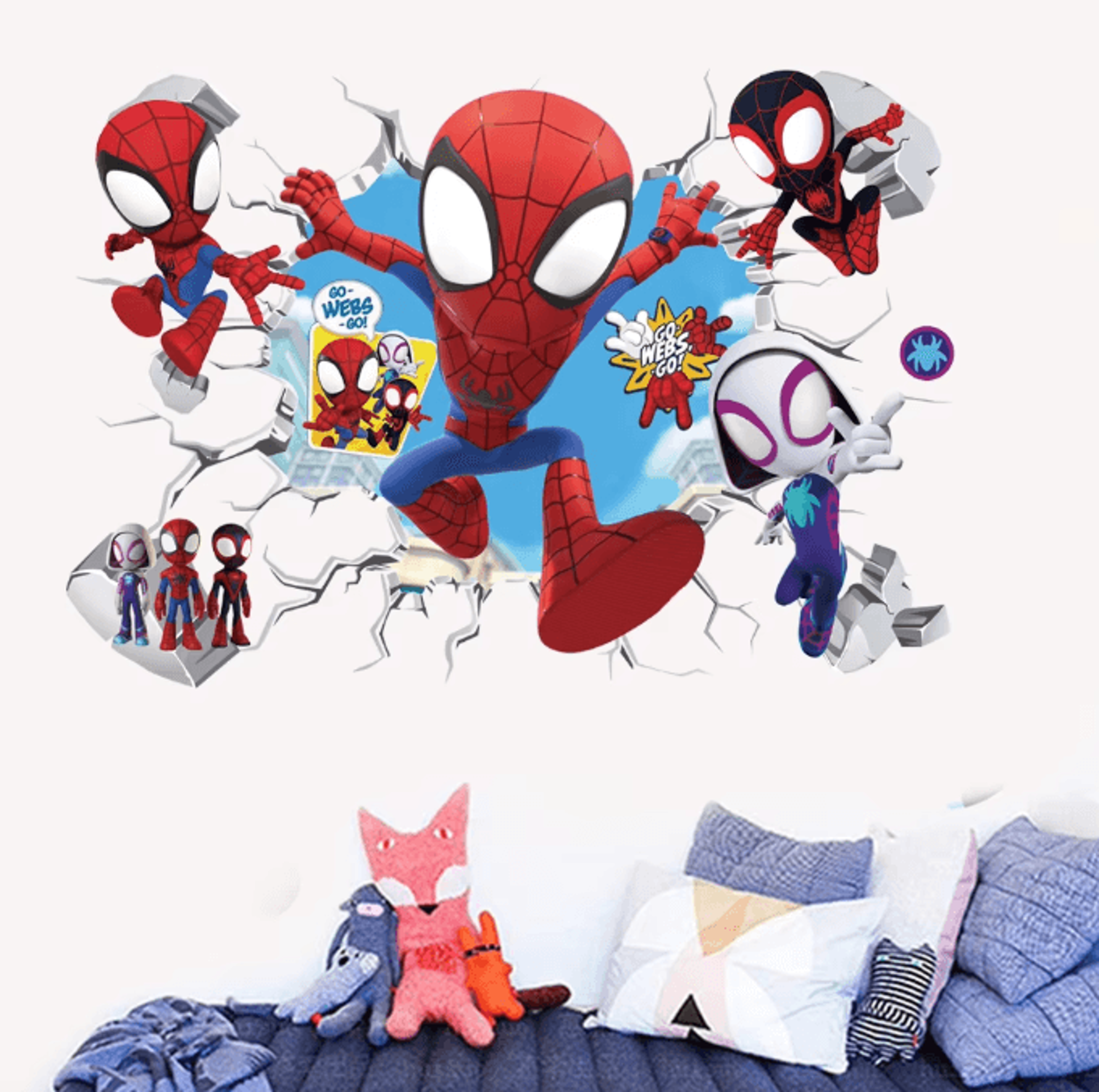 Spiderman Wall Stickers Superhero PVC Cartoon Wall Decals For Kids Bedroom Playroom Decor 0