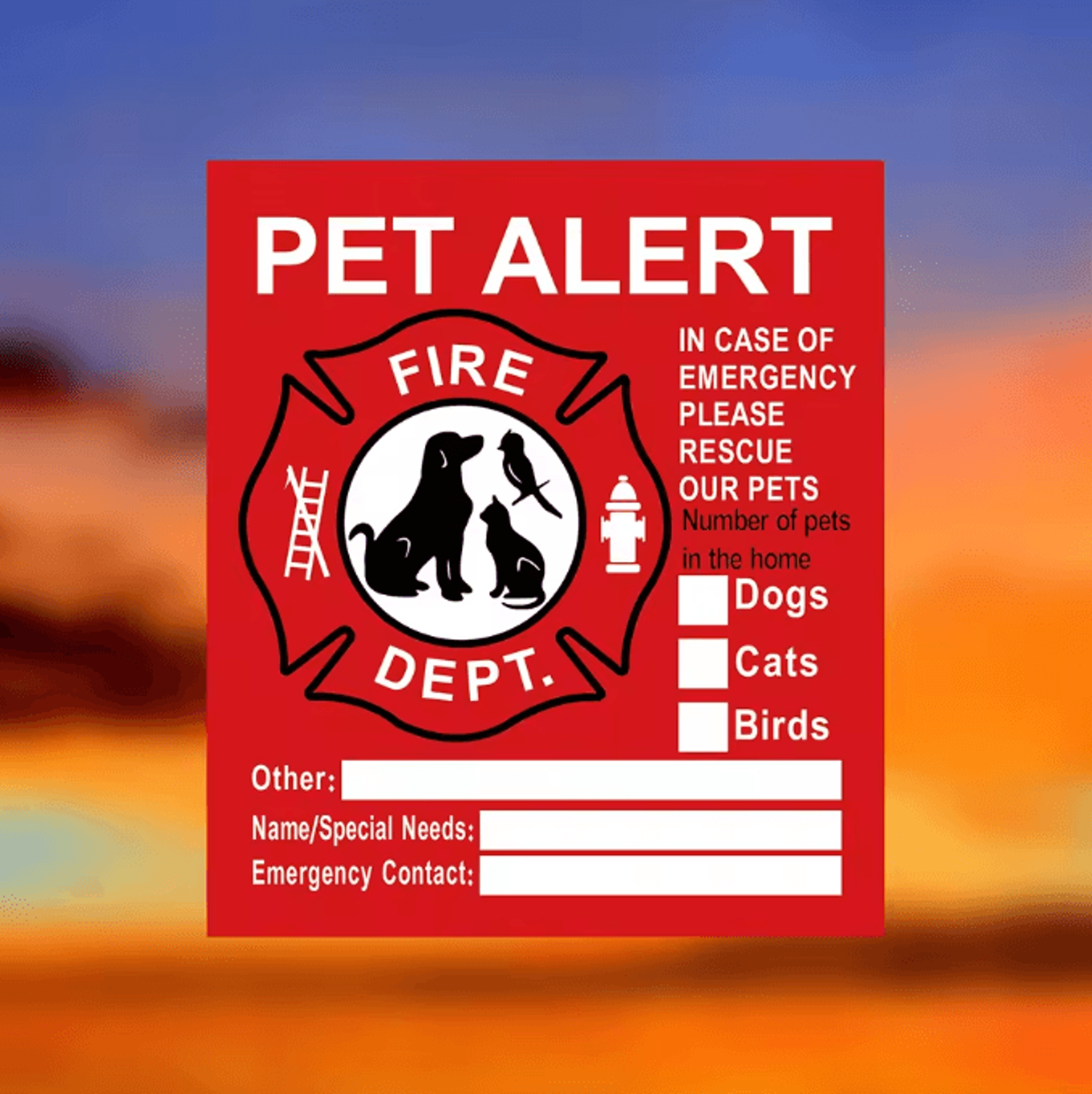 SafePaws Emergency Pet Alert Window Stickers 4Pack Static Cling Rescue Decals For Home  Car Safety 6