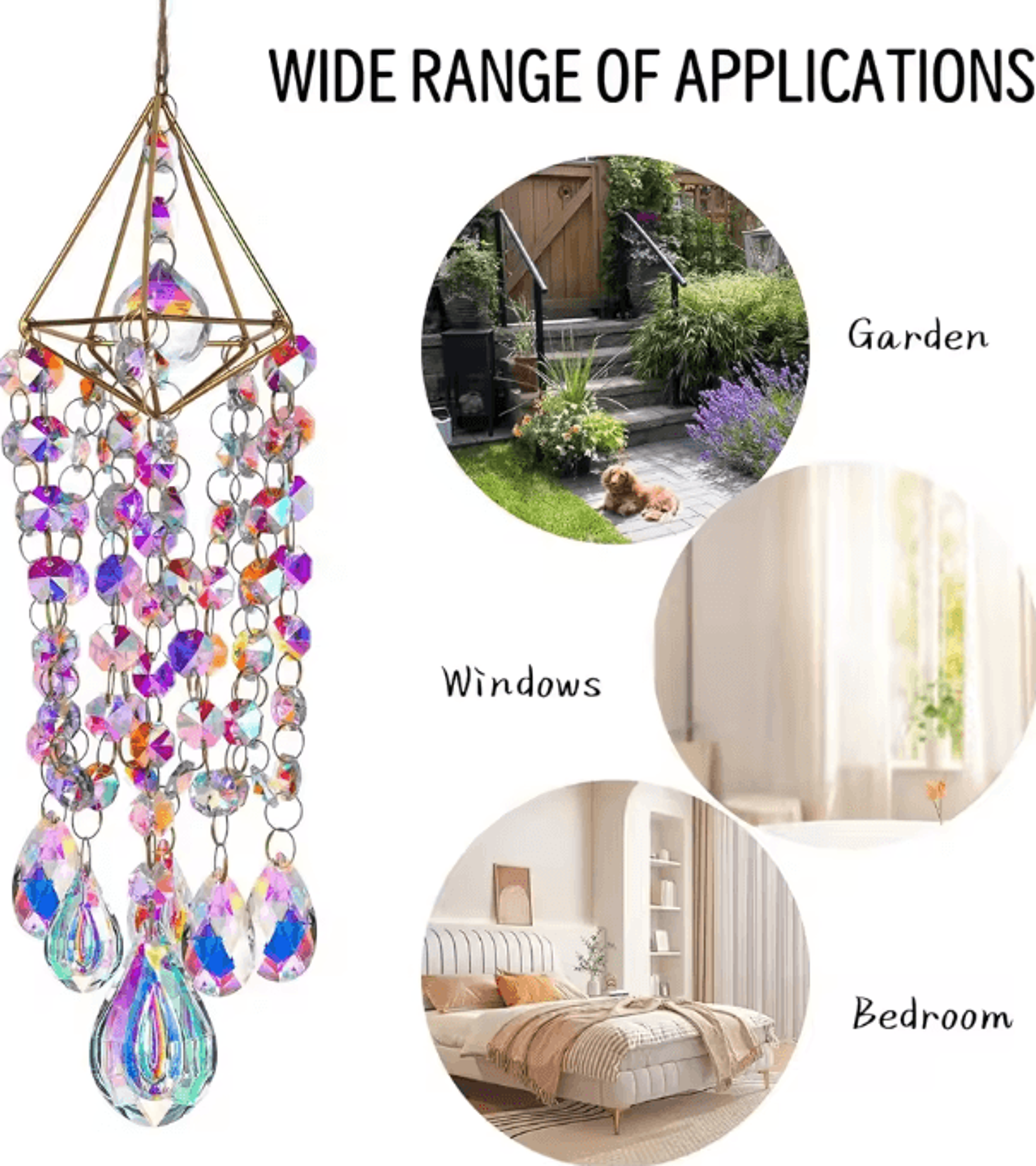 Crystal Suncatcher Wind Chime  Rainbow Maker Hanging Decor For Window  Garden 3