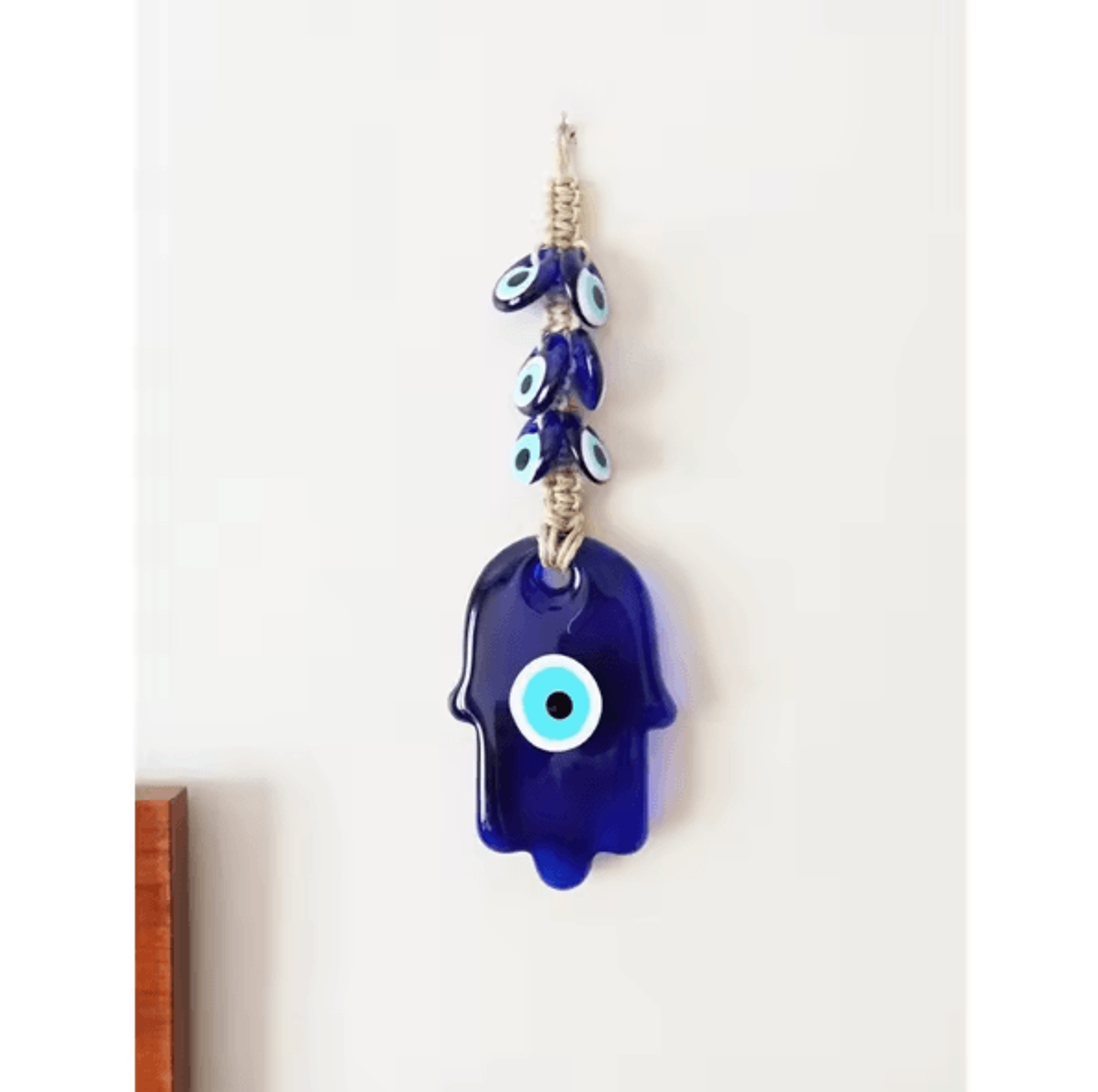 Hamsa Hand Evil Eye Wall Hanging  Turkish Blue Protection Home Decor 1