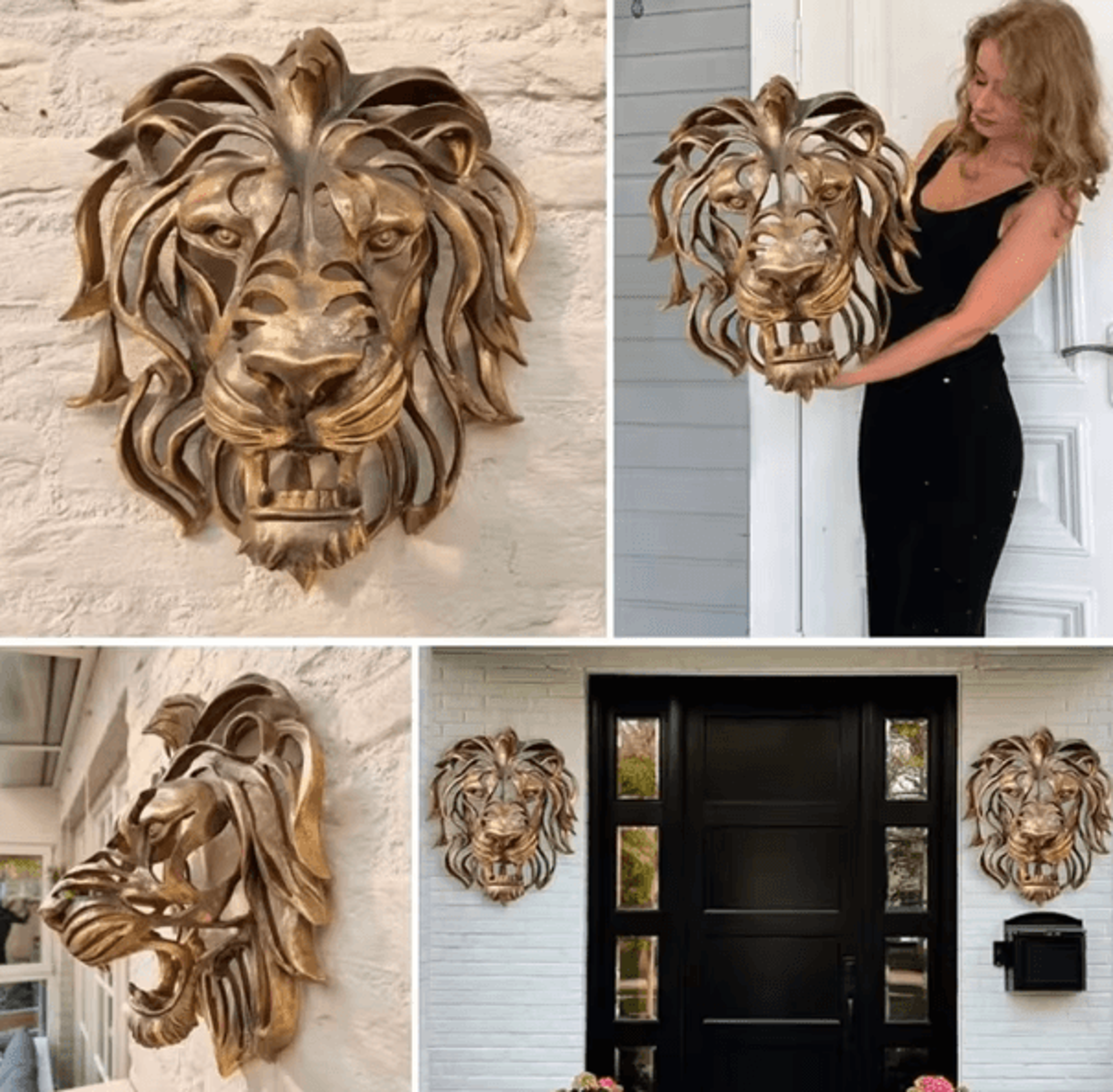 Large Gold Lion Head Wall Sculpture  Luxury Resin Wall Art For Living Room  Bedroom Decor 5