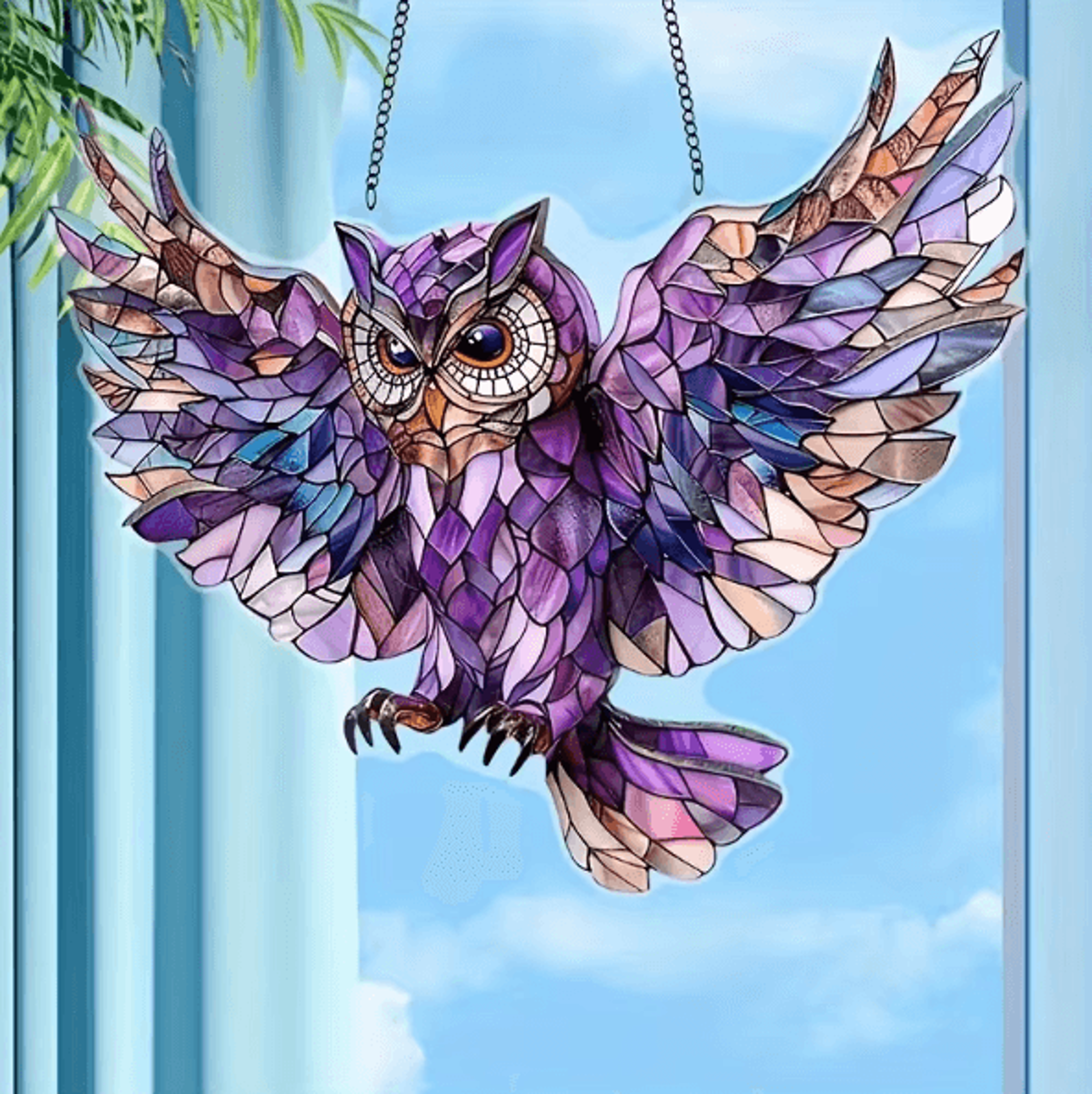 Colorful Owl Hanging Wall Decor  Decorative Plastic Bird Ornament For Home  Gifts 0