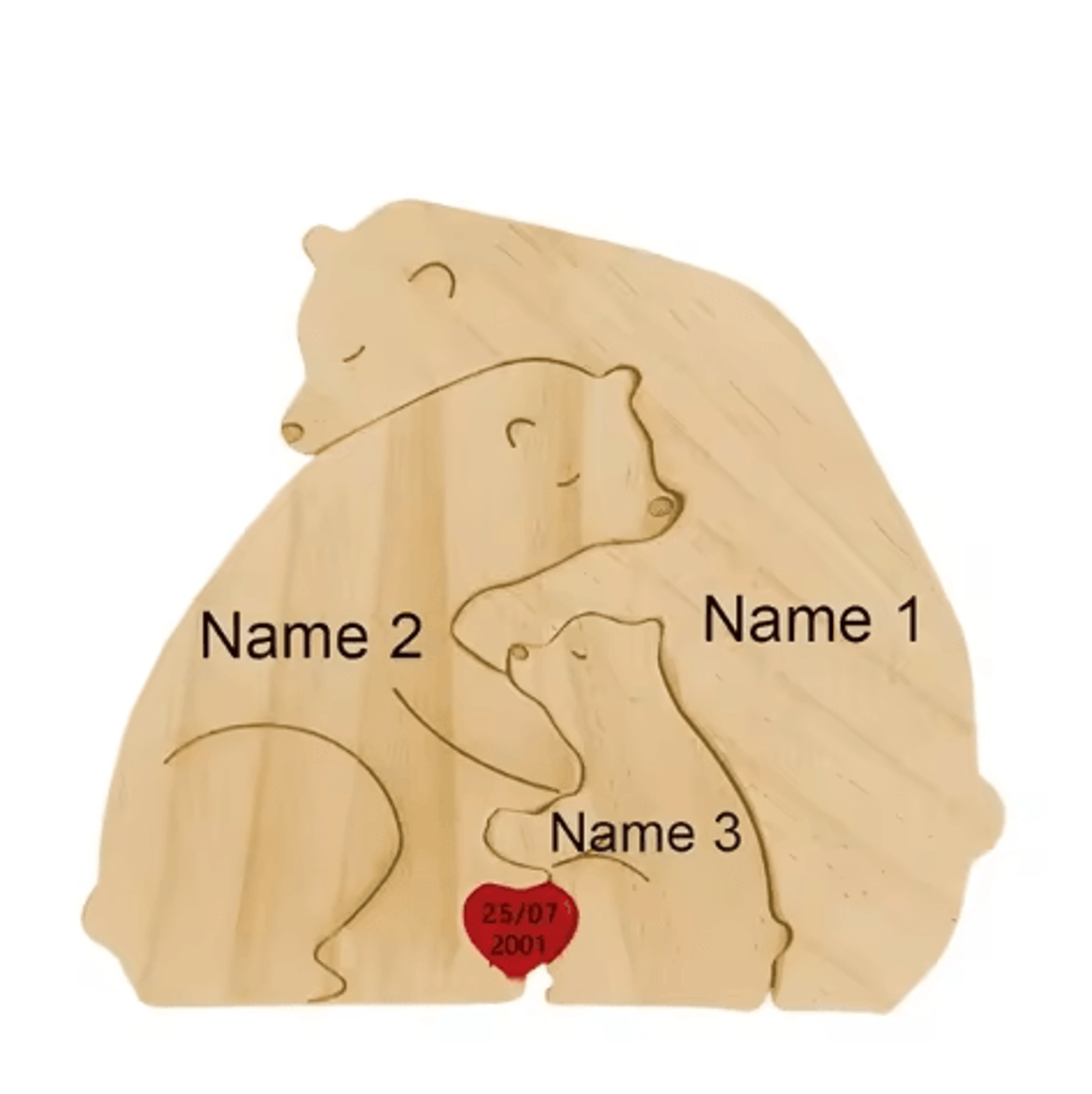Custom Name Bear Puzzle Ornament  Personalized Family Wooden Decor Keepsake 4