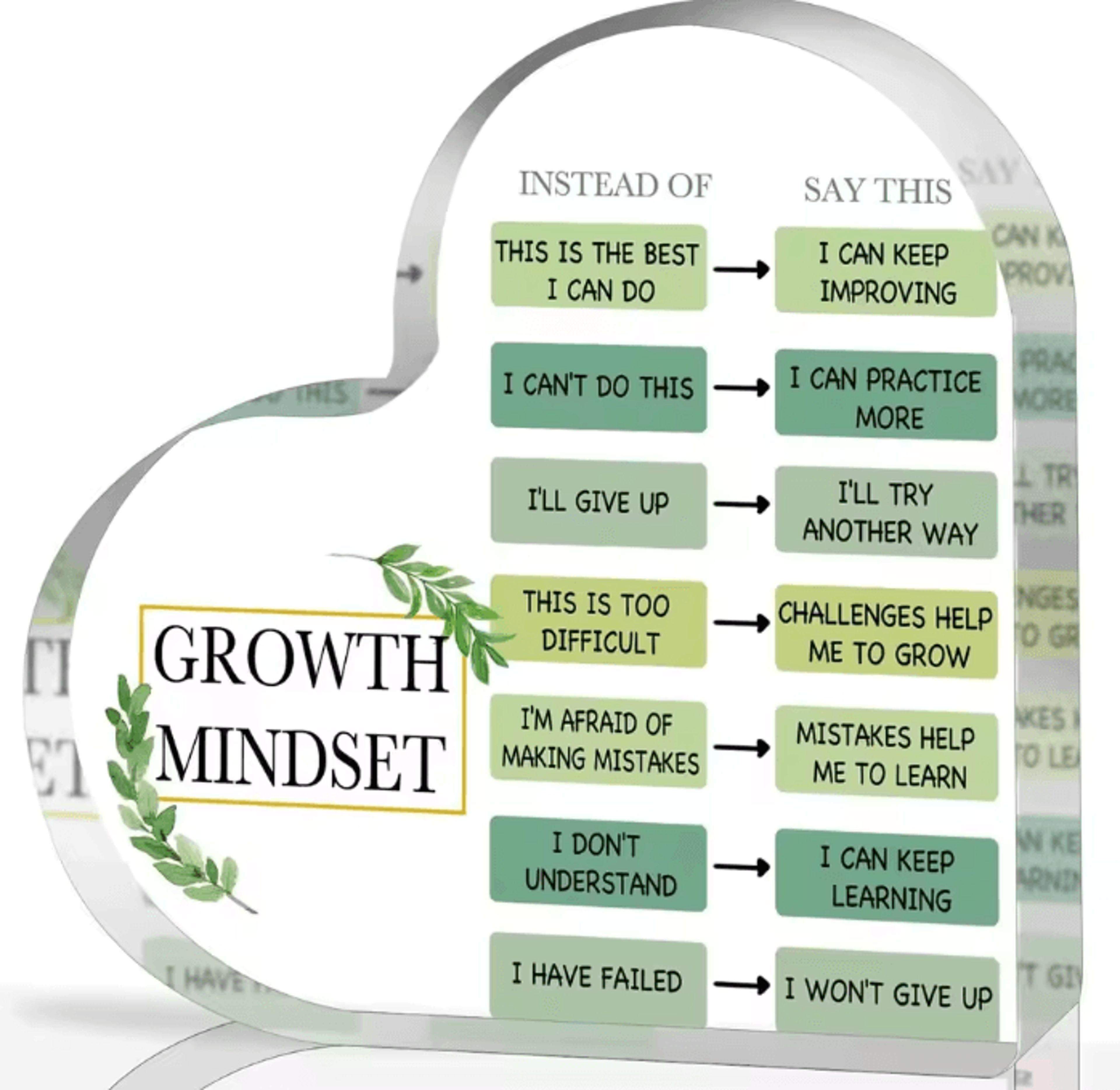 MindShift Growth Mindset Acrylic Inspirational Decor Positive Quote Desk Ornament 3