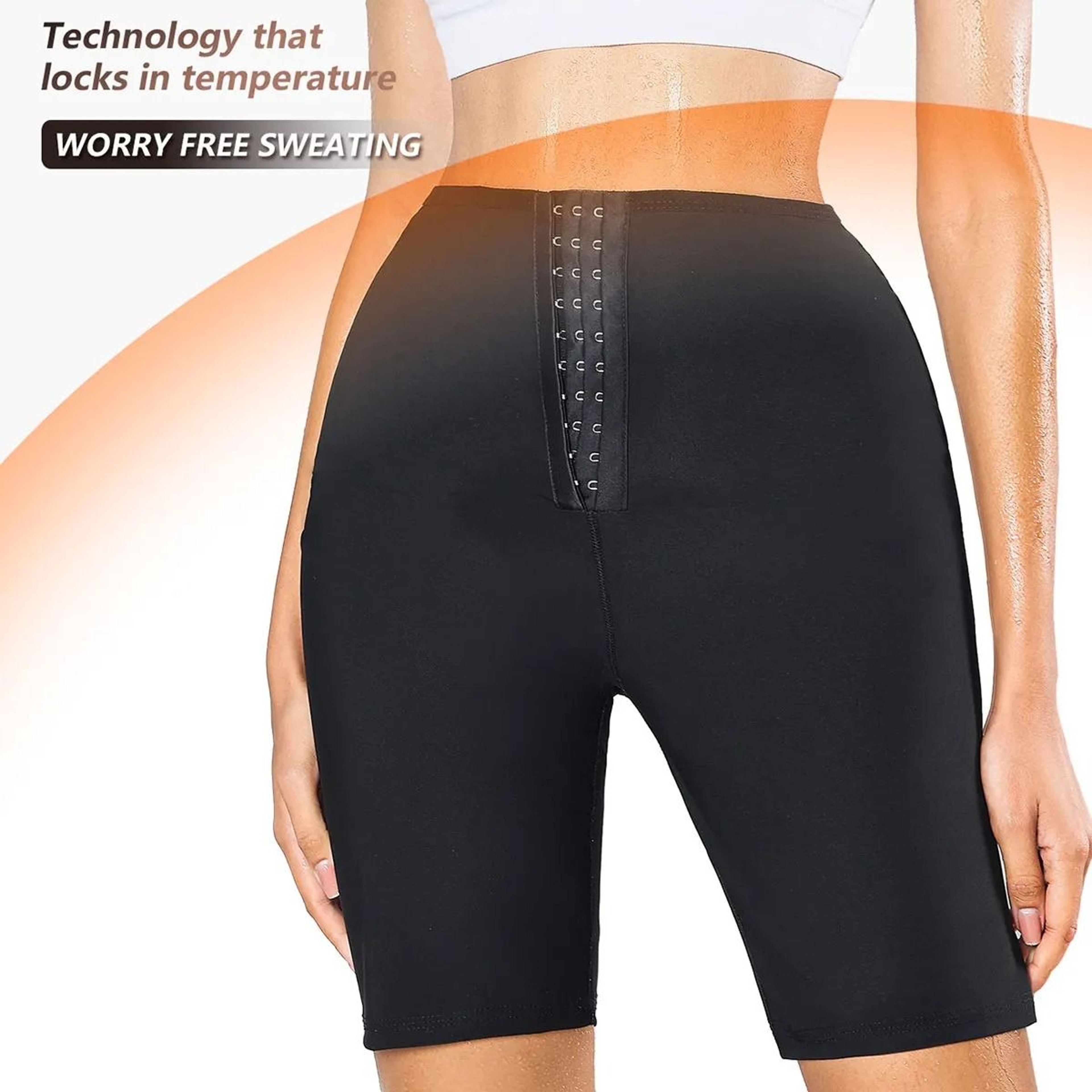 Womens High Waist Sauna Sweat Shorts 3